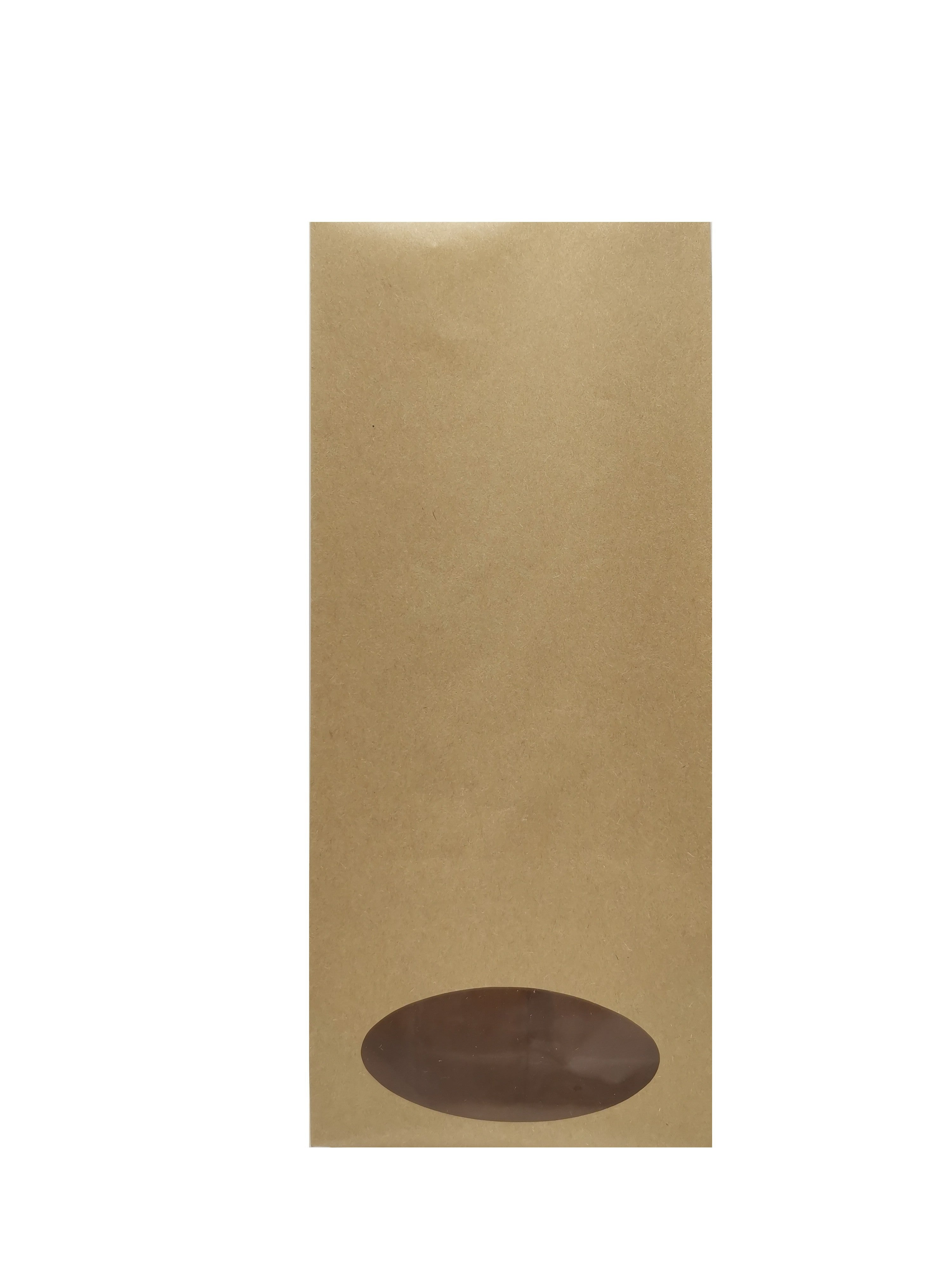 Oval Window Kraft Paper Side Gusset Bag Heat Seal Natural Look