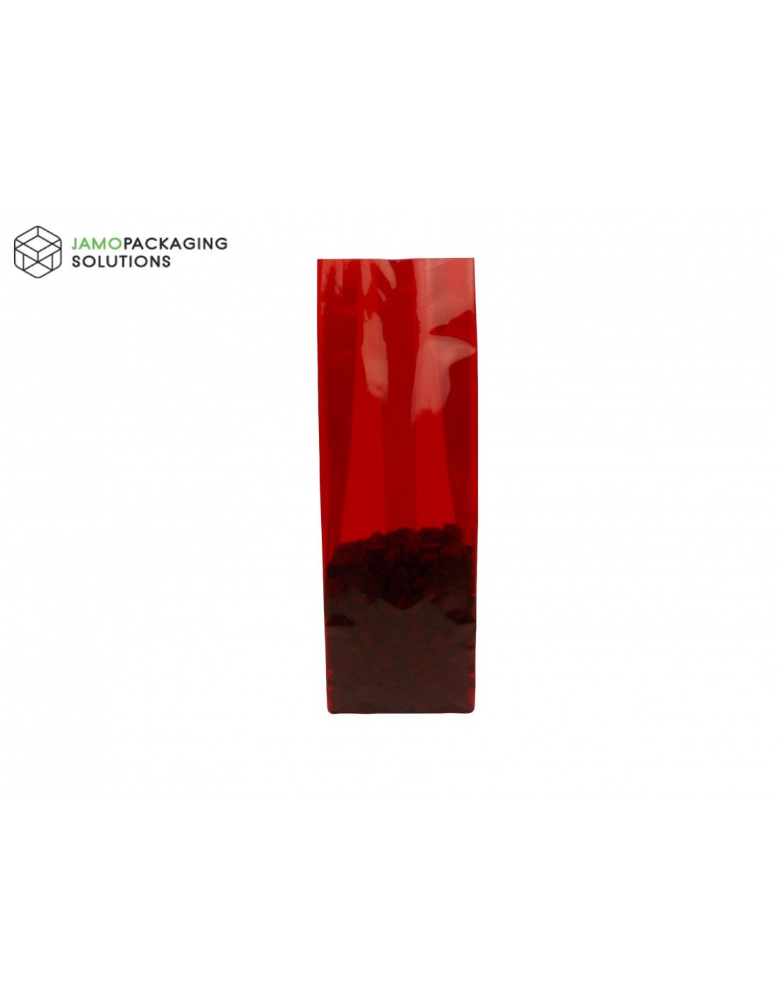 Red Side Gusset Pouch with Block Bottom, Recyclable