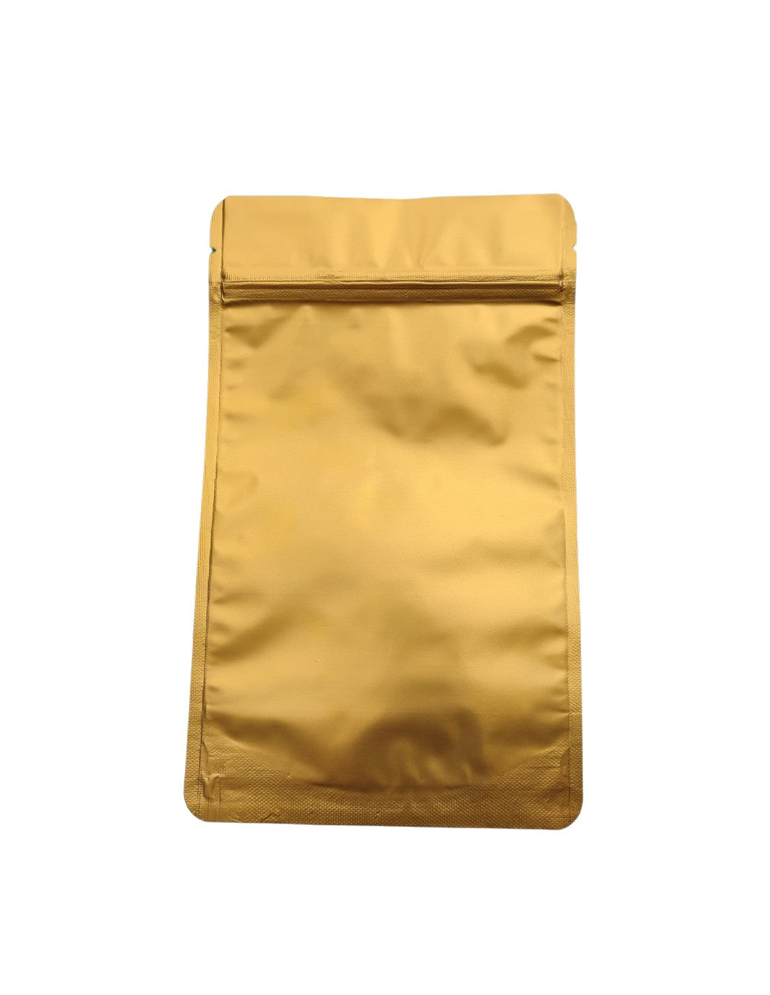 Gold Aluminium Stand Up Pouch with Zip Lock and Tear Notch