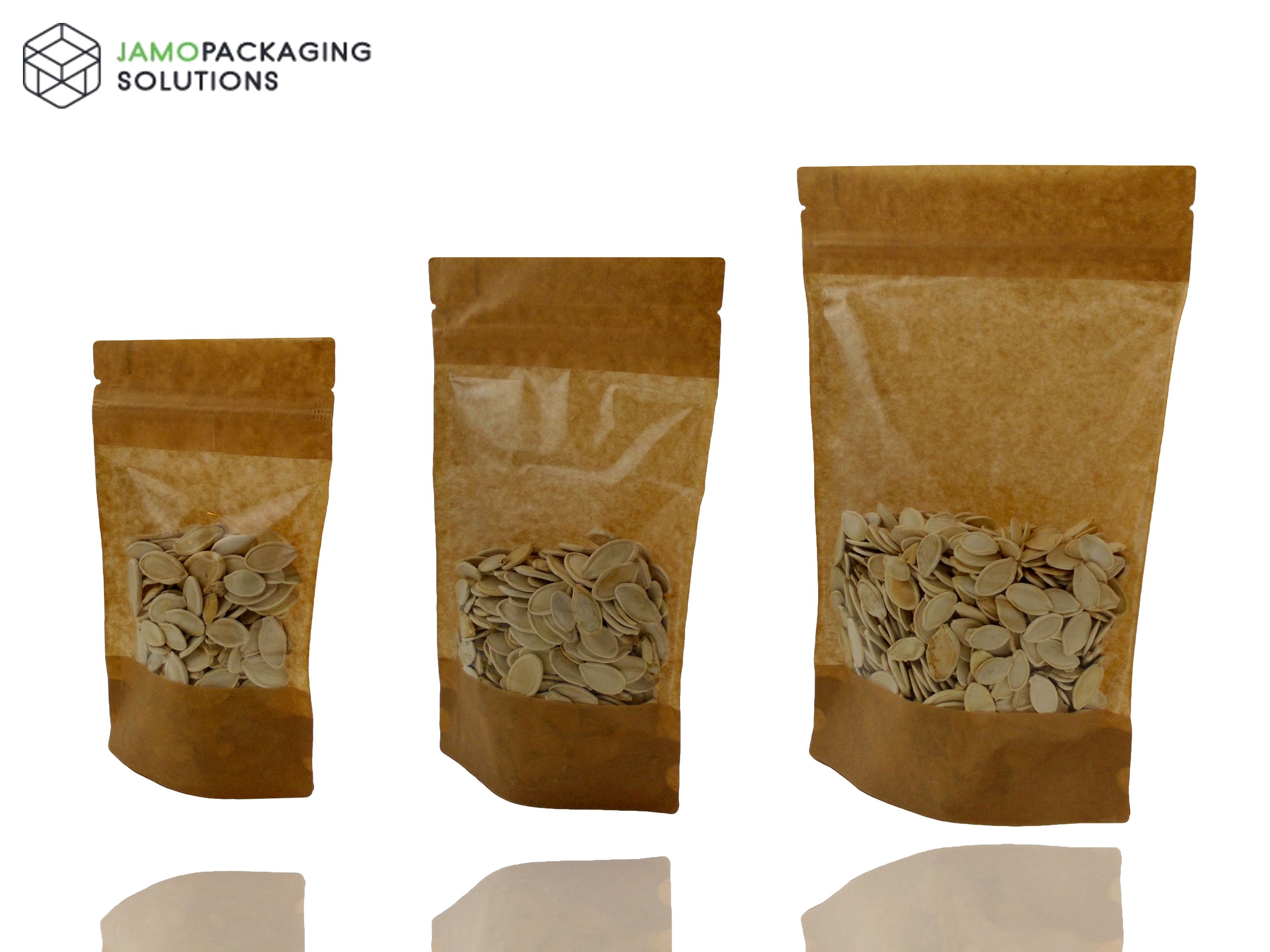 KRAFT PAPER WINDOW STAND UP PLASTIC SEALABLE POUCH ZIP LOCK GRIP HEAT SEAL