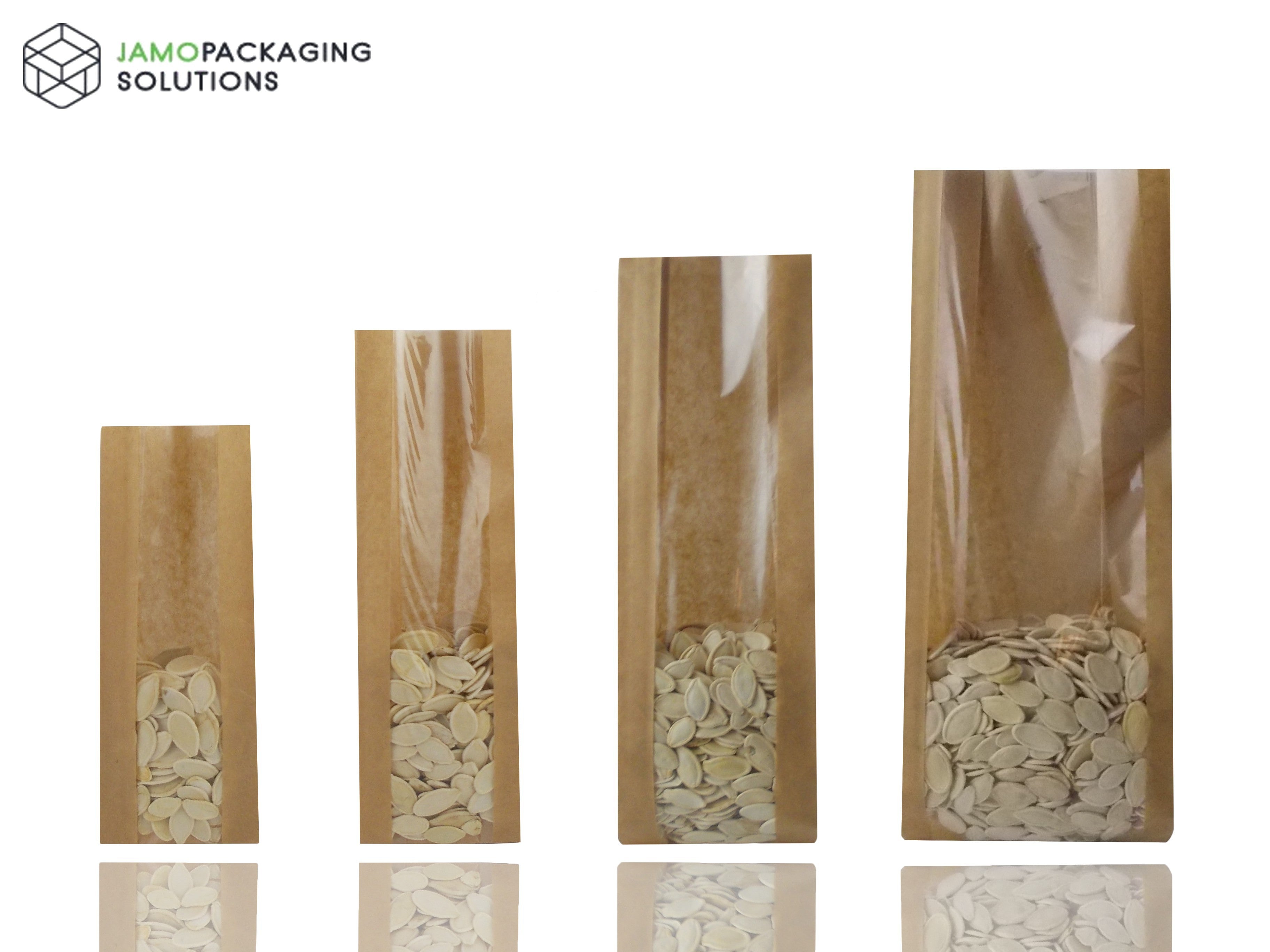 Heat Seal Kraft Brown Paper Bags - Window - Food Grade