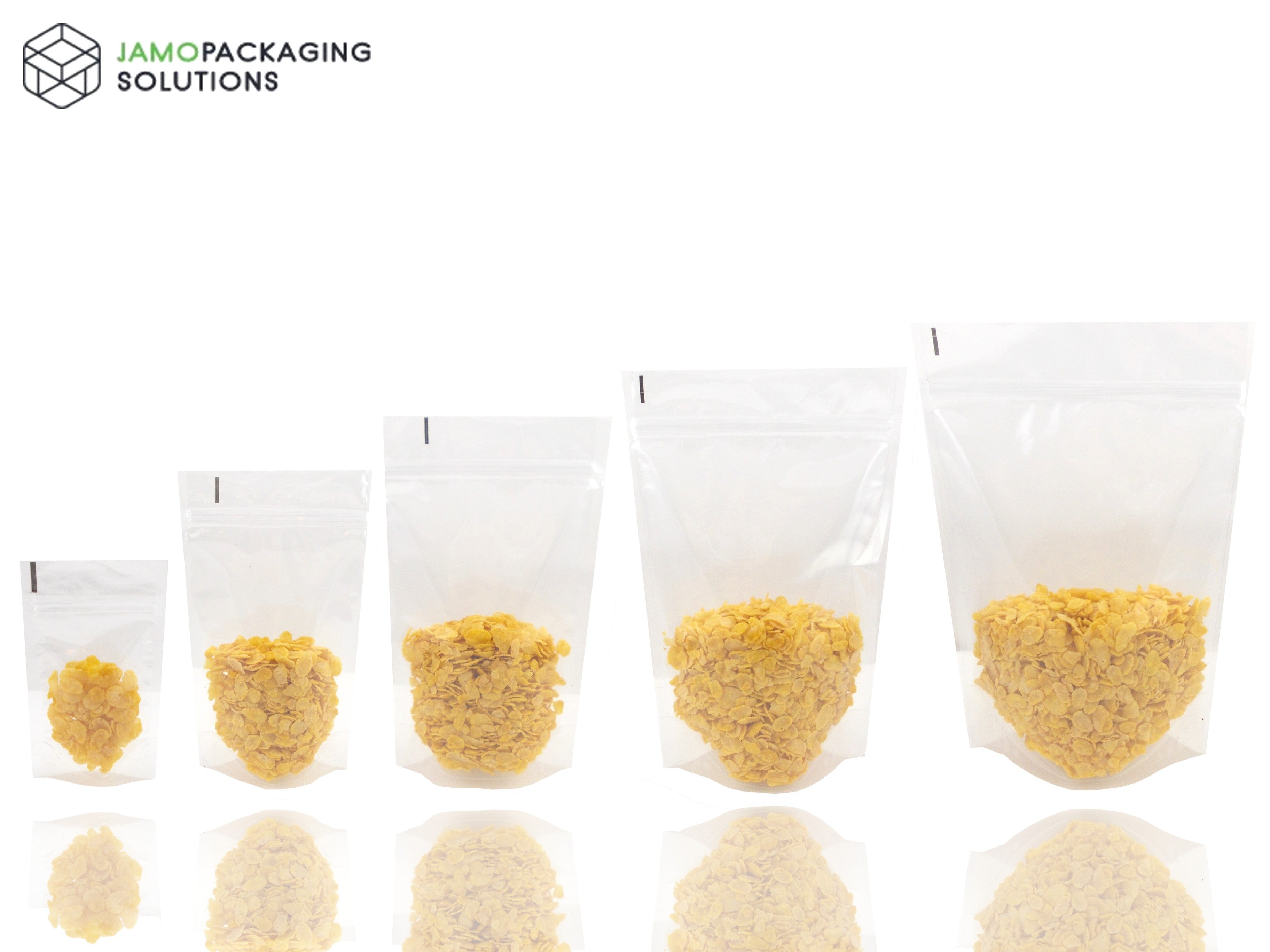 TRANSPARENT STAND UP SEALABLE POUCH ZIP LOCK/ VERY THICK 100-7000 ml