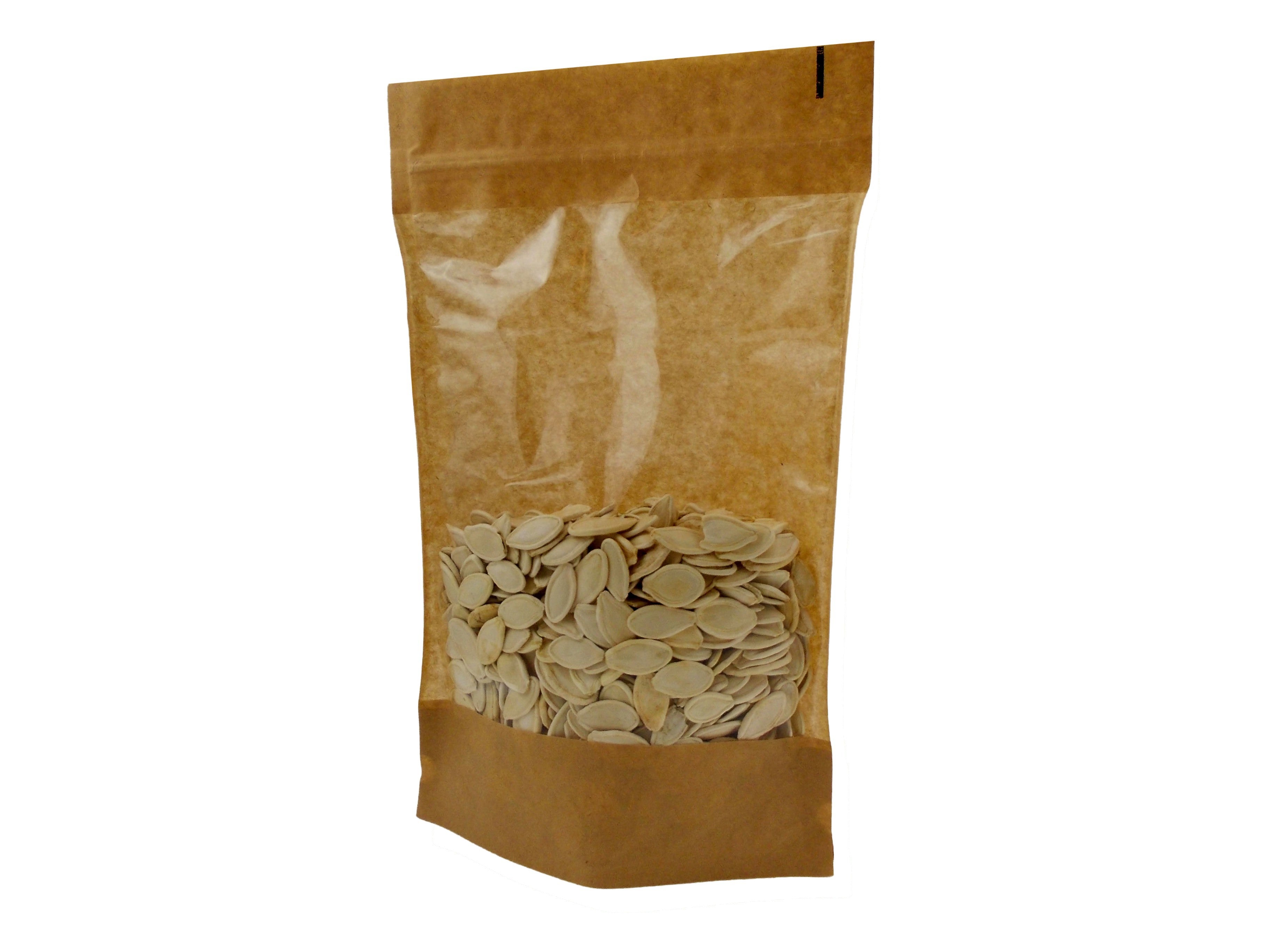 KRAFT PAPER WINDOW STAND UP PLASTIC SEALABLE POUCH ZIP LOCK GRIP HEAT SEAL