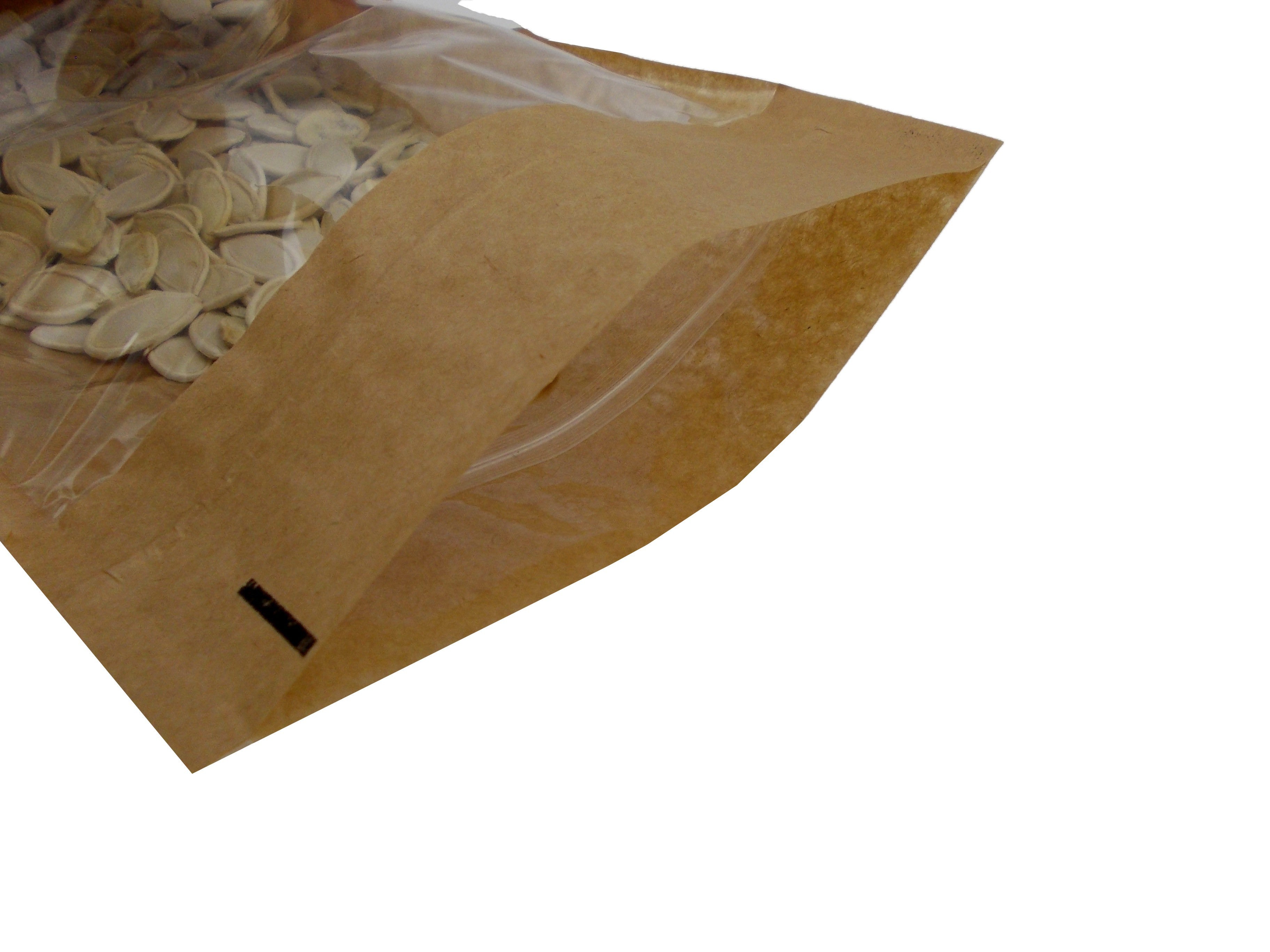 KRAFT PAPER WINDOW STAND UP PLASTIC SEALABLE POUCH ZIP LOCK GRIP HEAT SEAL