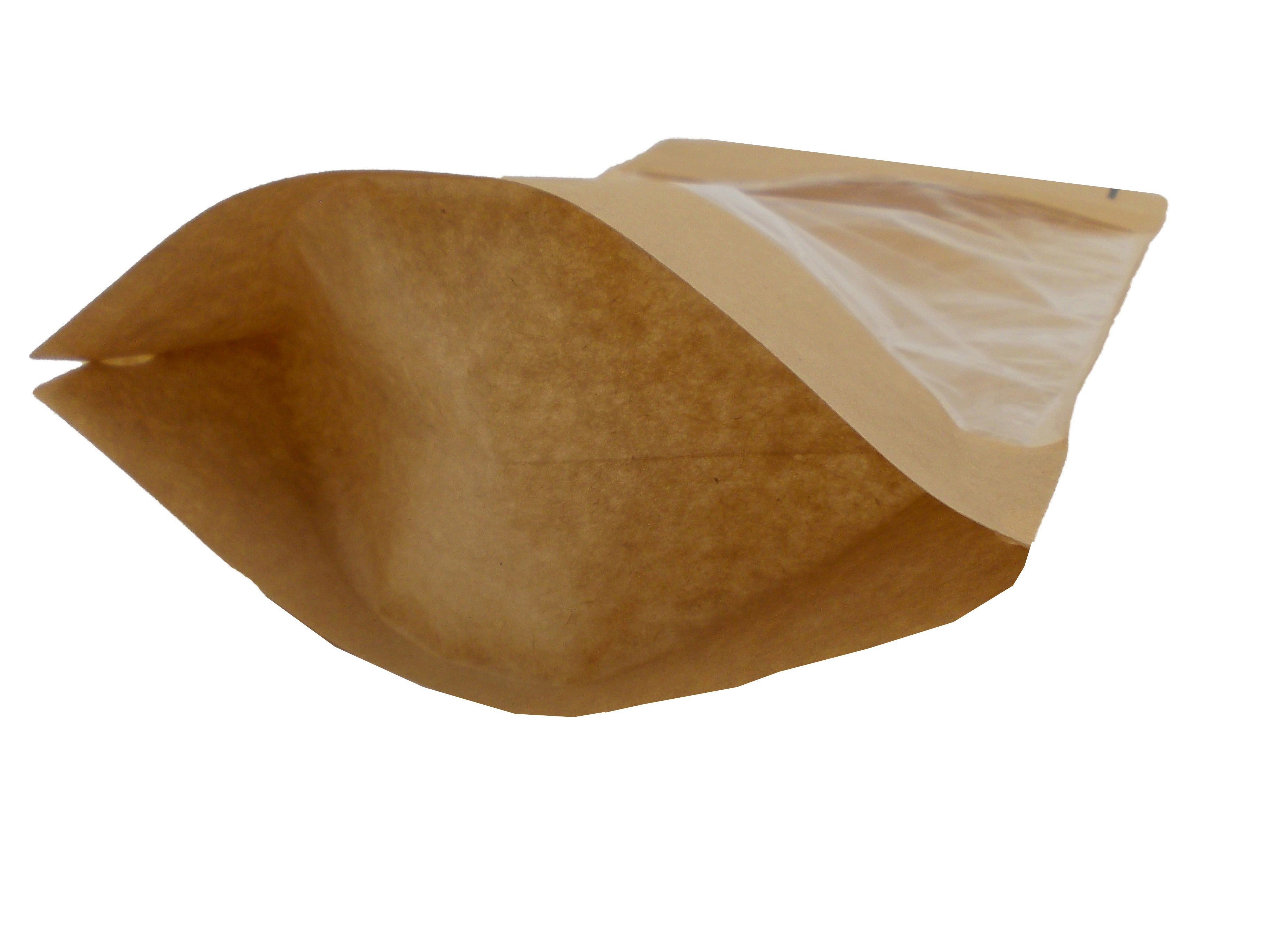 KRAFT PAPER WINDOW STAND UP PLASTIC SEALABLE POUCH ZIP LOCK GRIP HEAT SEAL