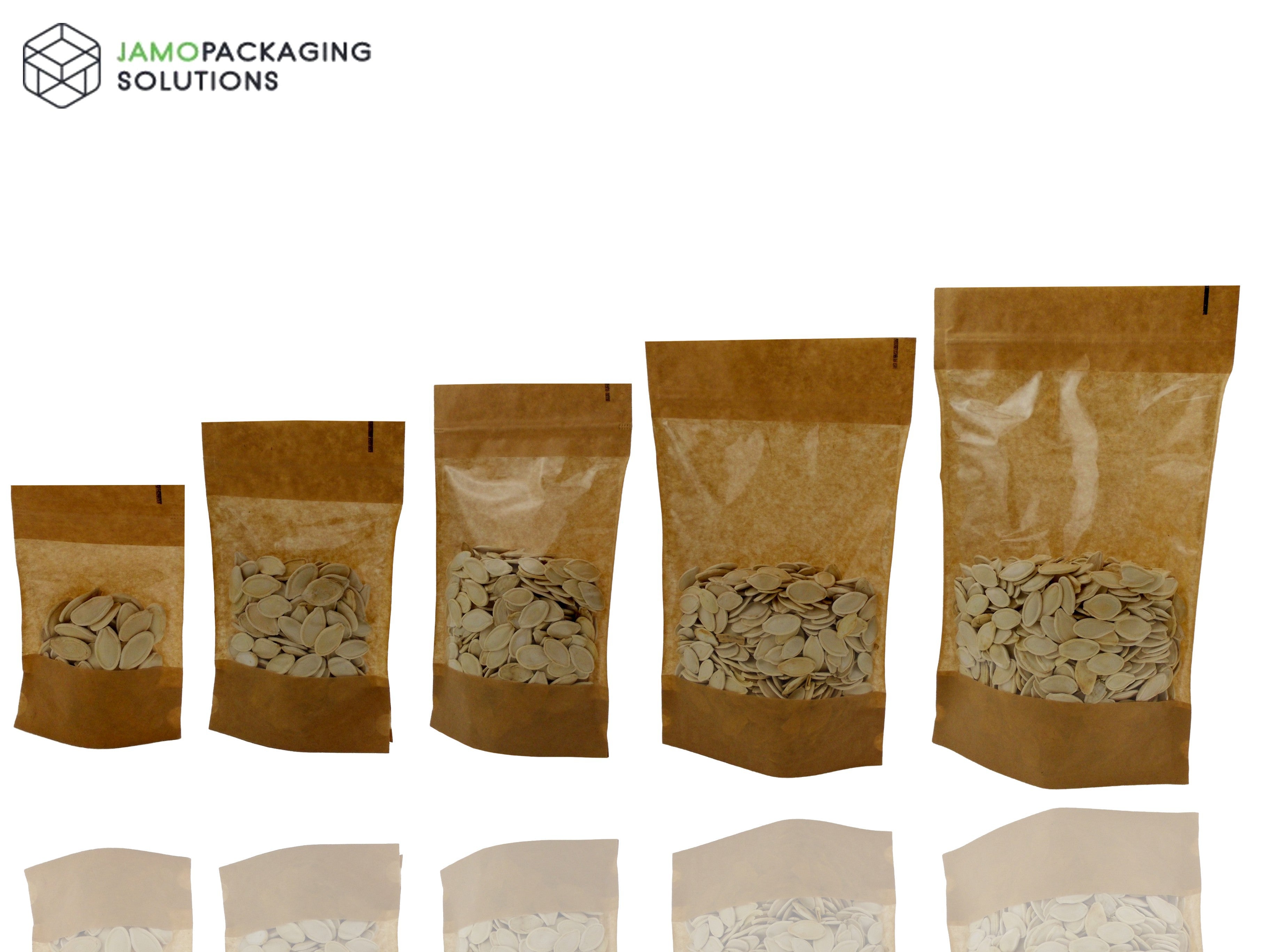 KRAFT PAPER WINDOW STAND UP PLASTIC SEALABLE POUCH ZIP LOCK GRIP HEAT SEAL