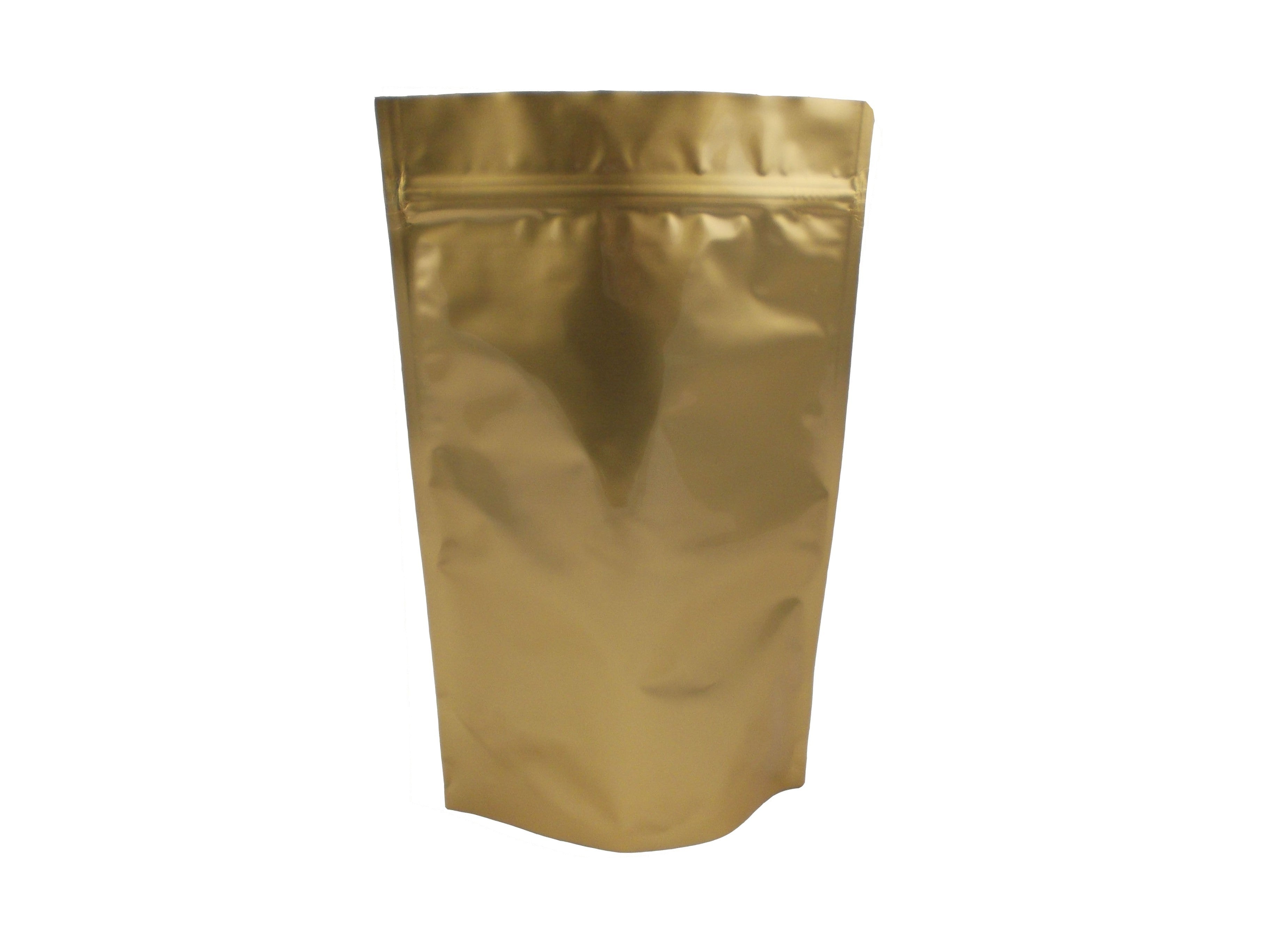 STAND UP ALUMINIUM POUCH-GOLDEN/ HEAT SEAL /ZIP LOCK 250 500 1000 ml/FOOD GRADE