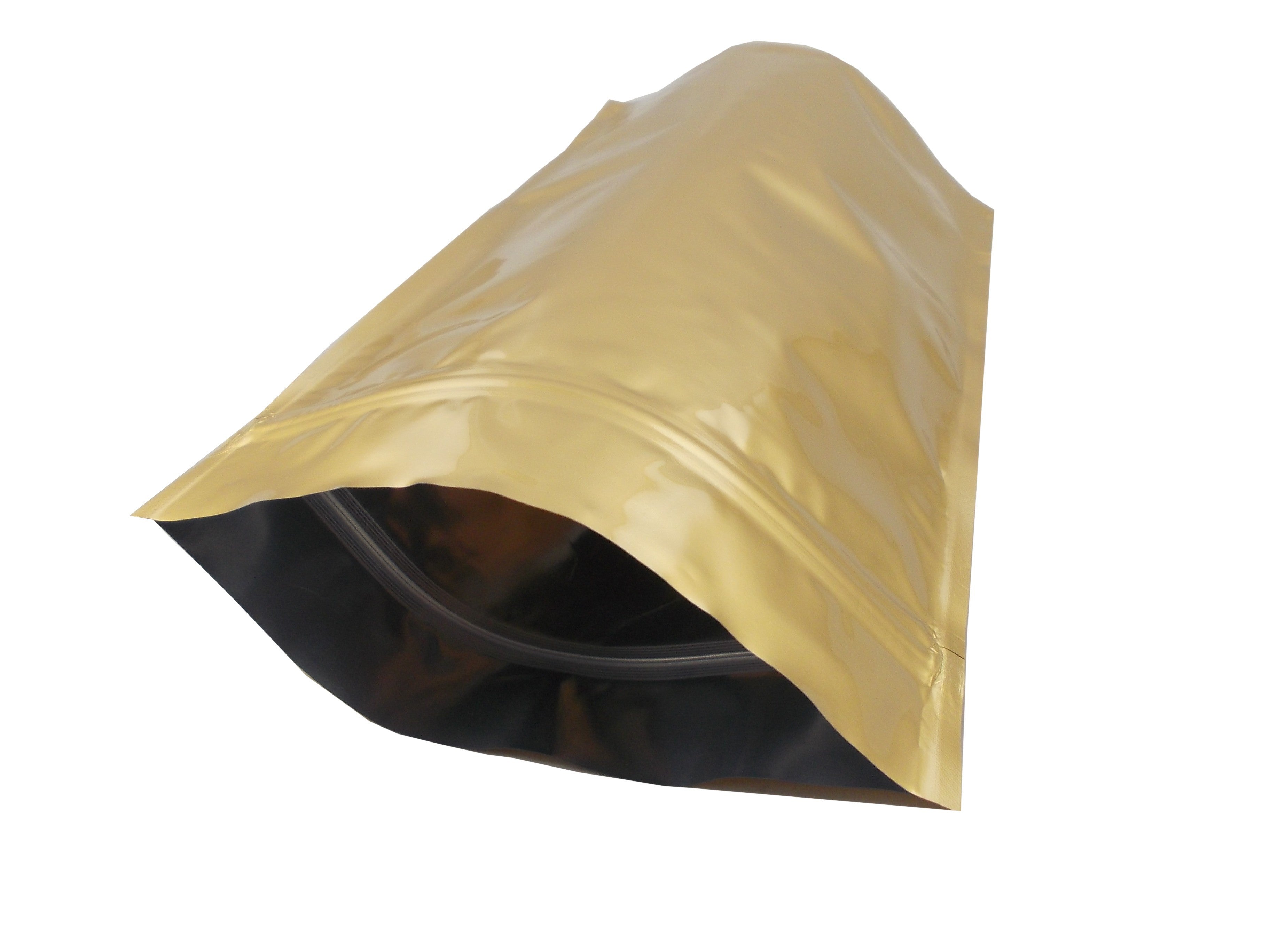 STAND UP ALUMINIUM POUCH-GOLDEN/ HEAT SEAL /ZIP LOCK 250 500 1000 ml/FOOD GRADE