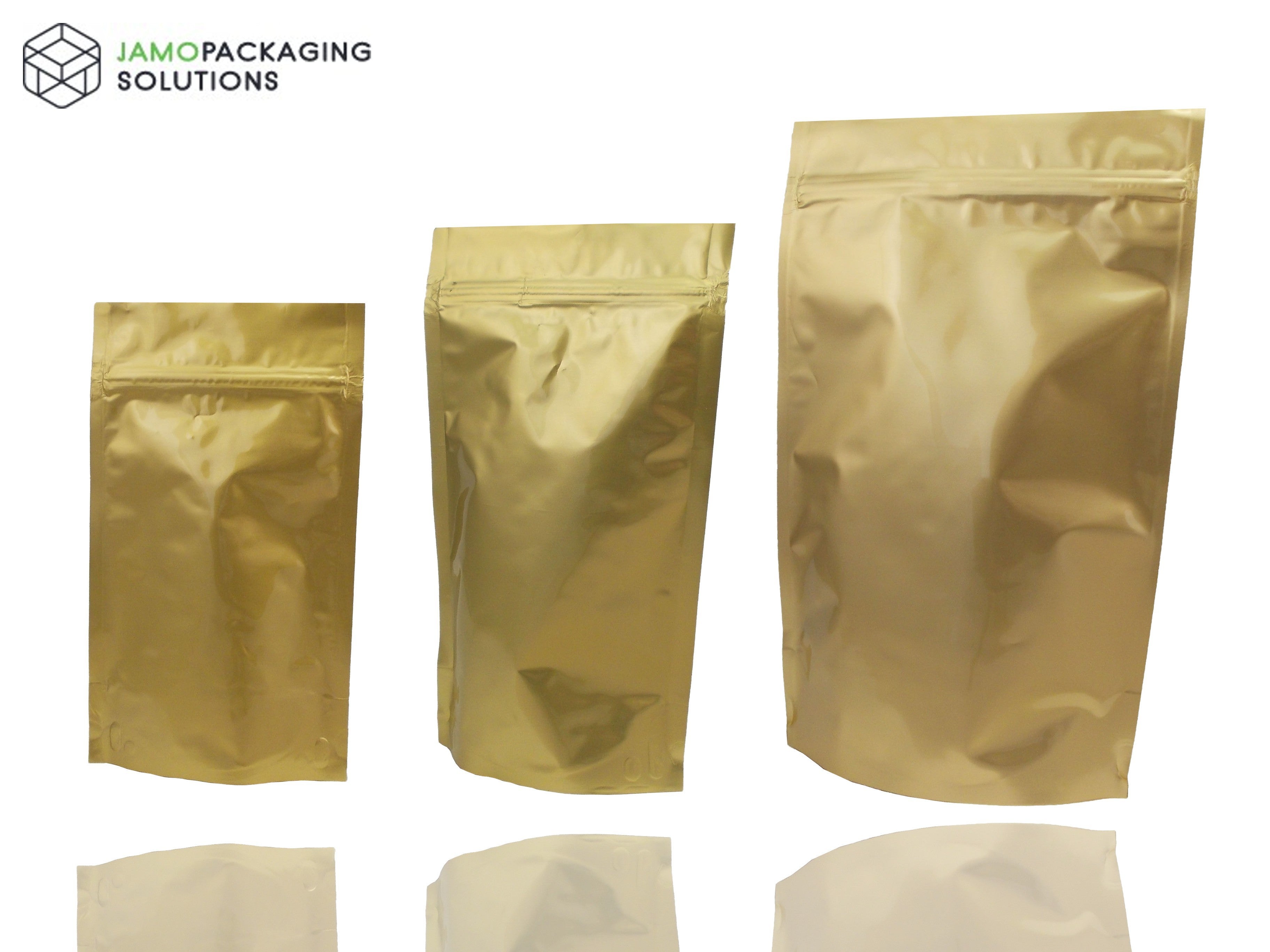 STAND UP ALUMINIUM POUCH-GOLDEN/ HEAT SEAL /ZIP LOCK 250 500 1000 ml/FOOD GRADE