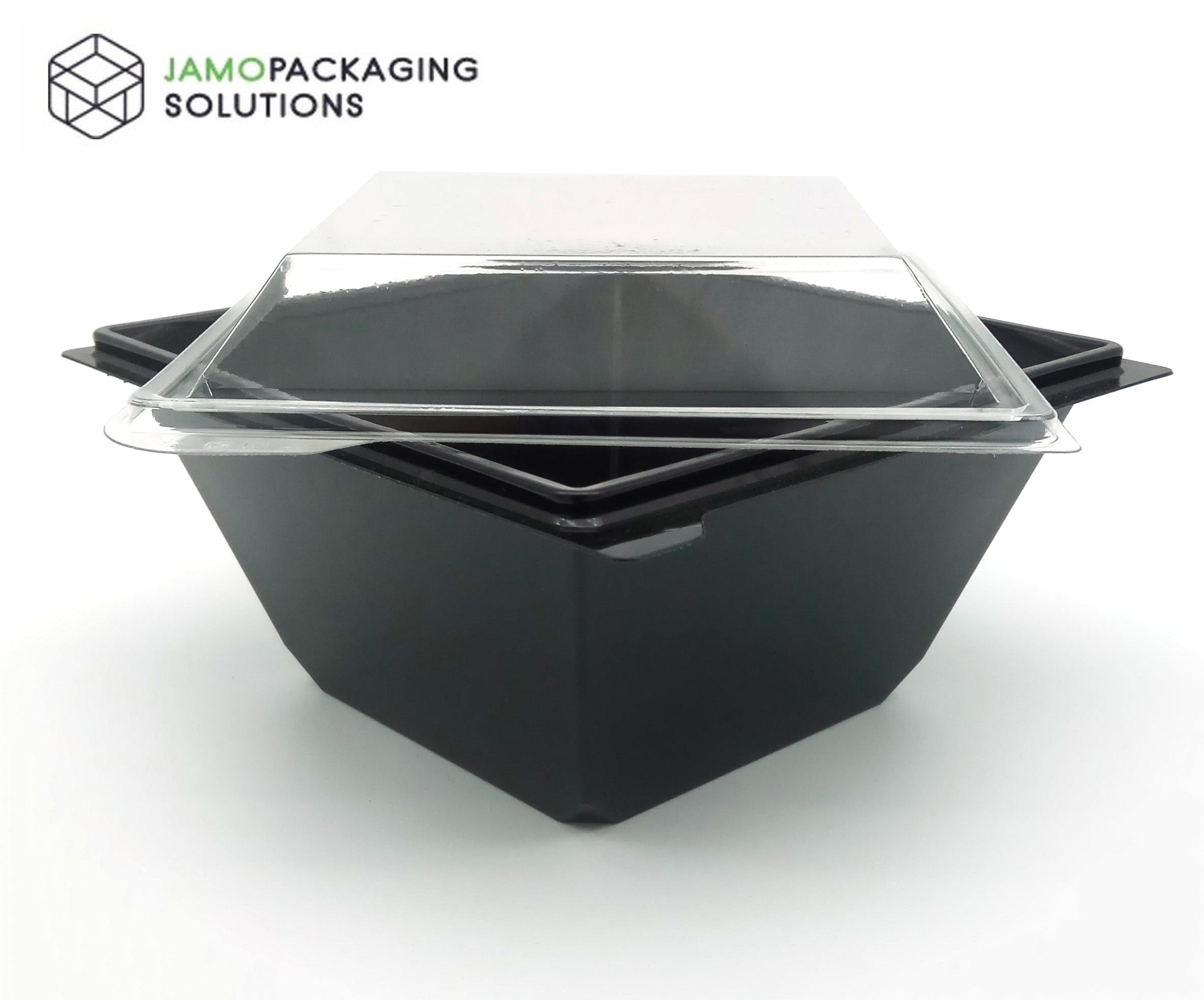Square Black Transparent Salad Food Meal Container Box Bowl Disposable
