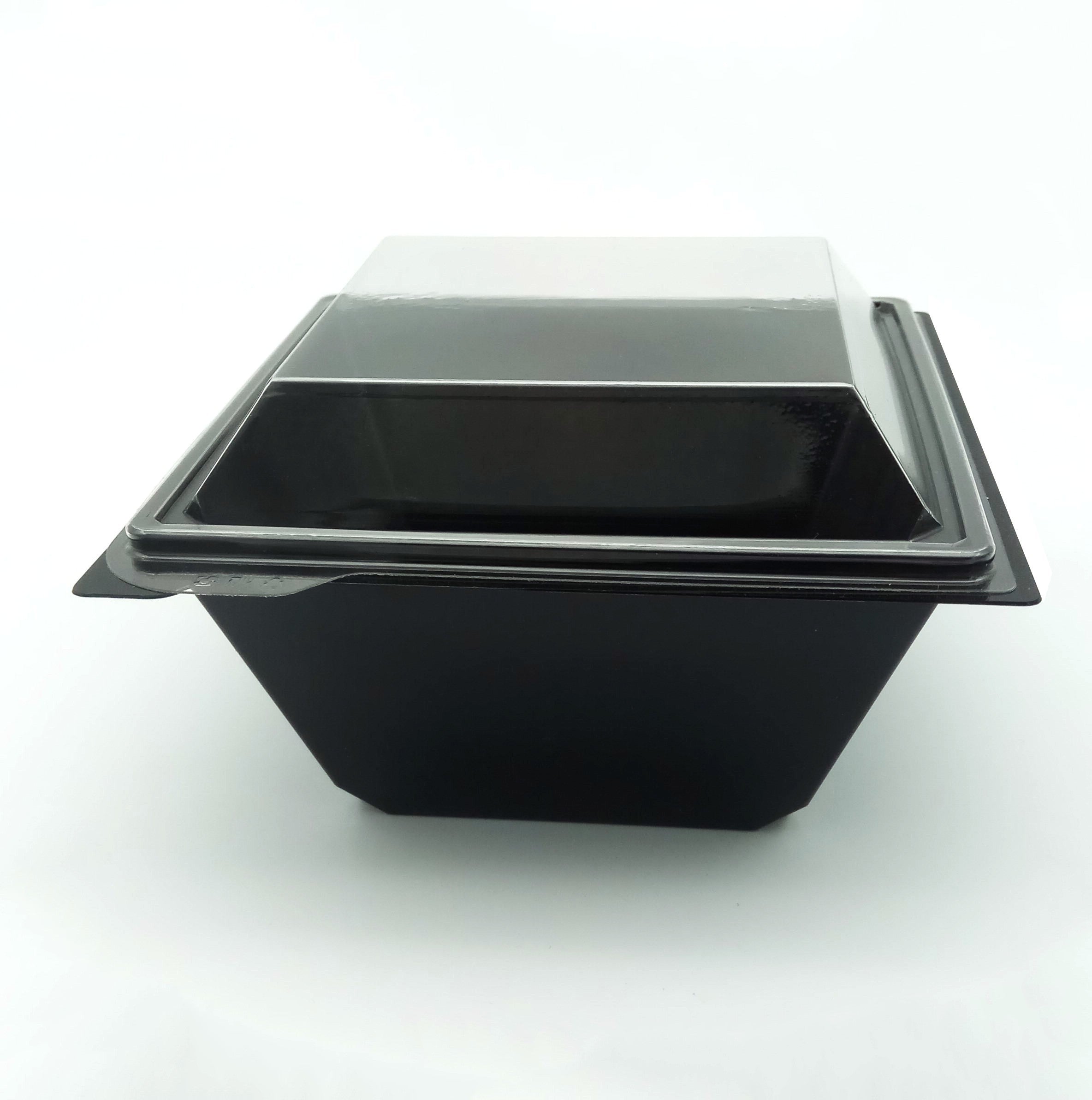 Square Black Transparent Salad Food Meal Container Box Bowl Disposable