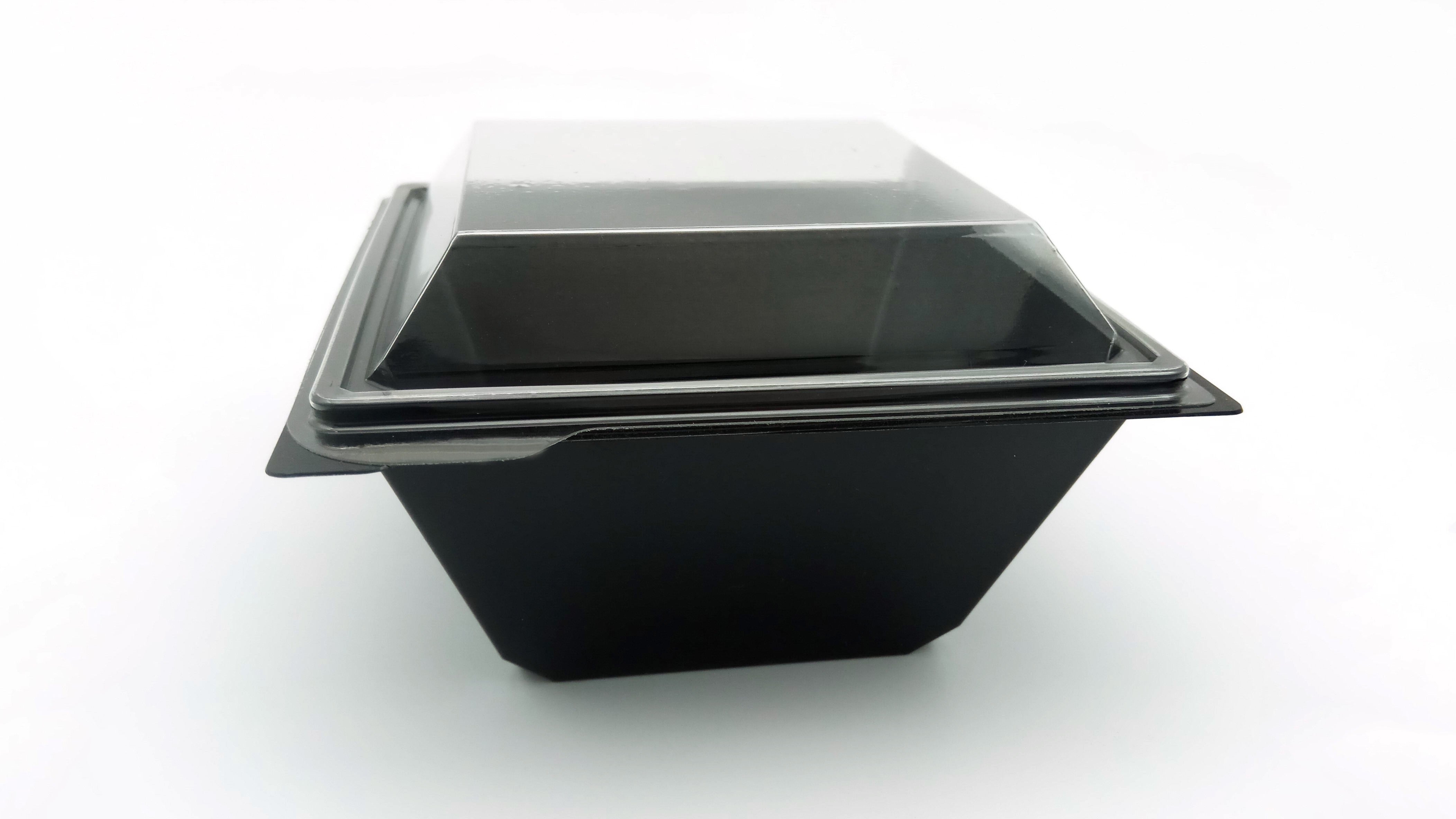 Square Black Transparent Salad Food Meal Container Box Bowl Disposable