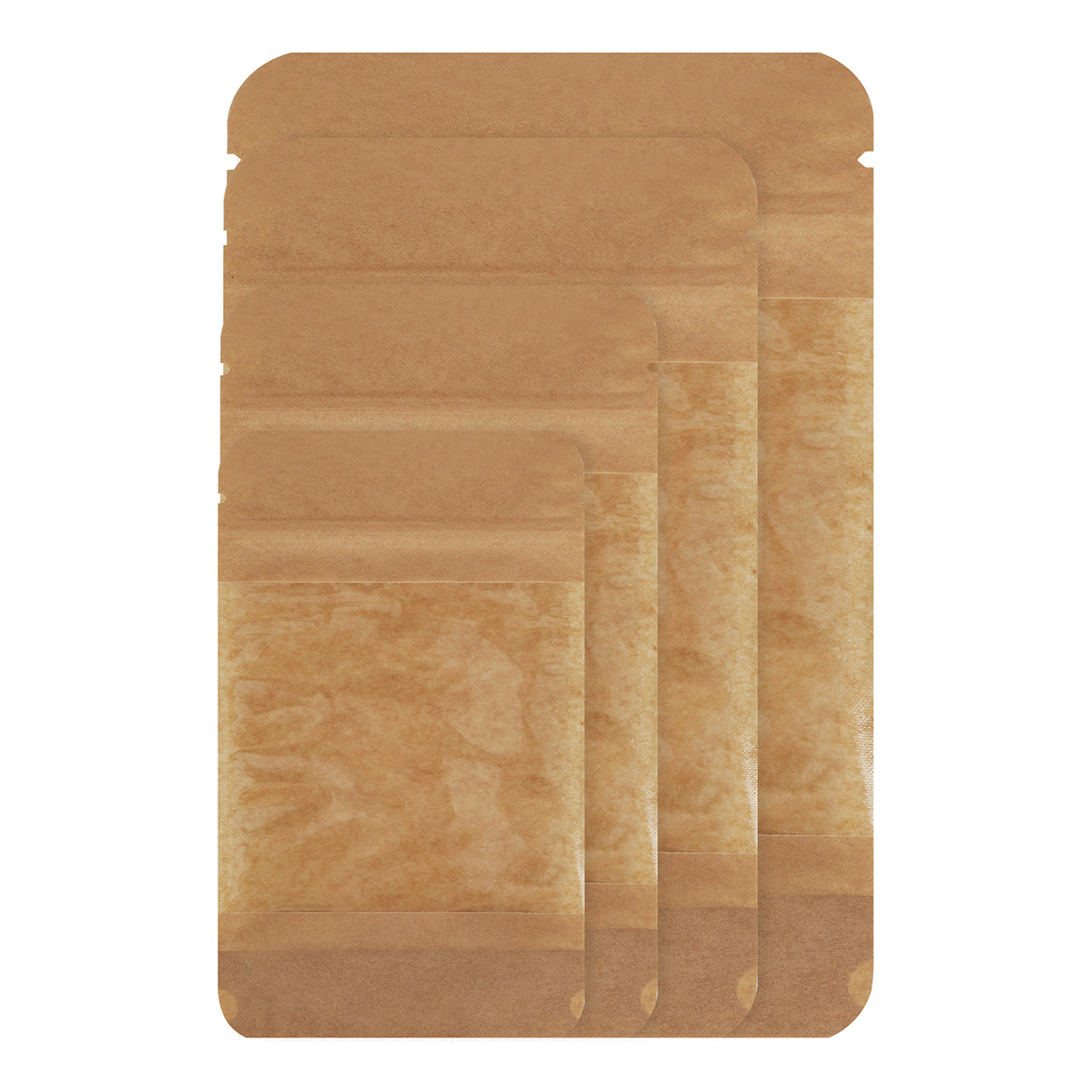 Brown Kraft Paper Large Window Stand Up Sealable Pouch with Zip Lock