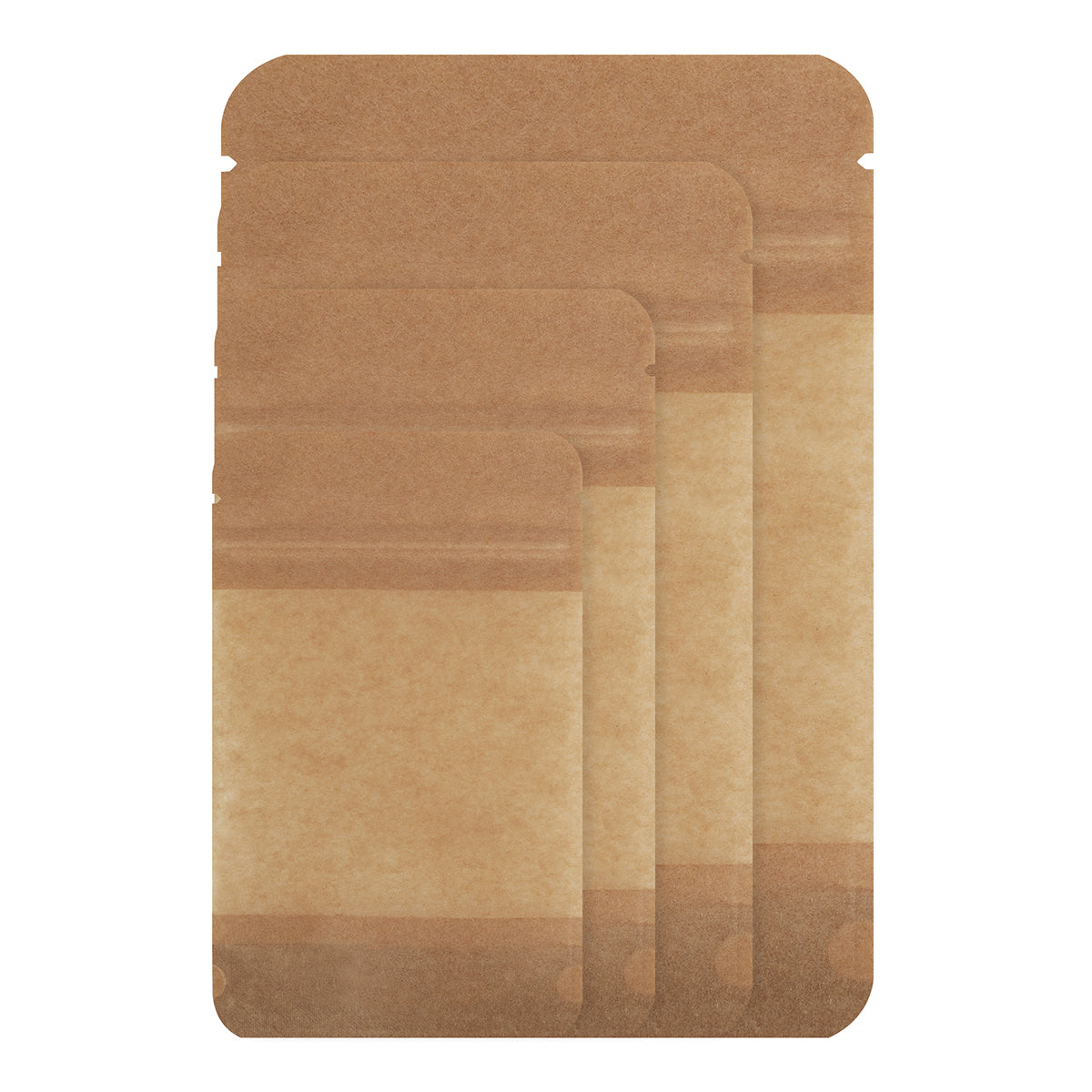 Brown Kraft Paper Large Window Stand Up Sealable Pouch with Zip Lock