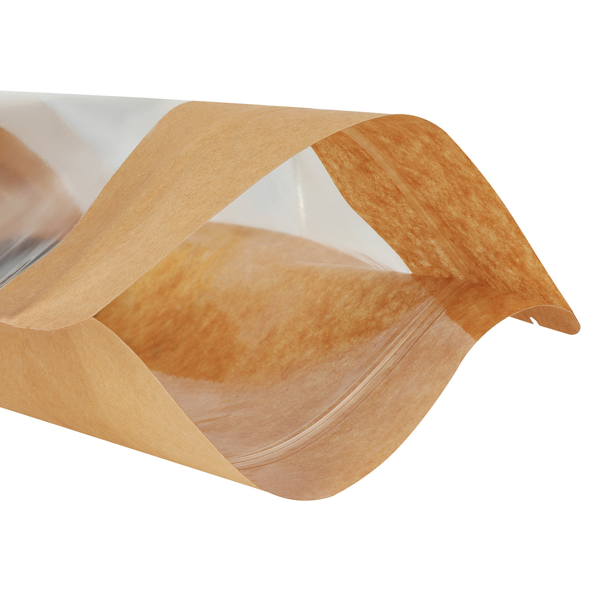 Brown Kraft Paper Large Window Stand Up Sealable Pouch with Zip Lock