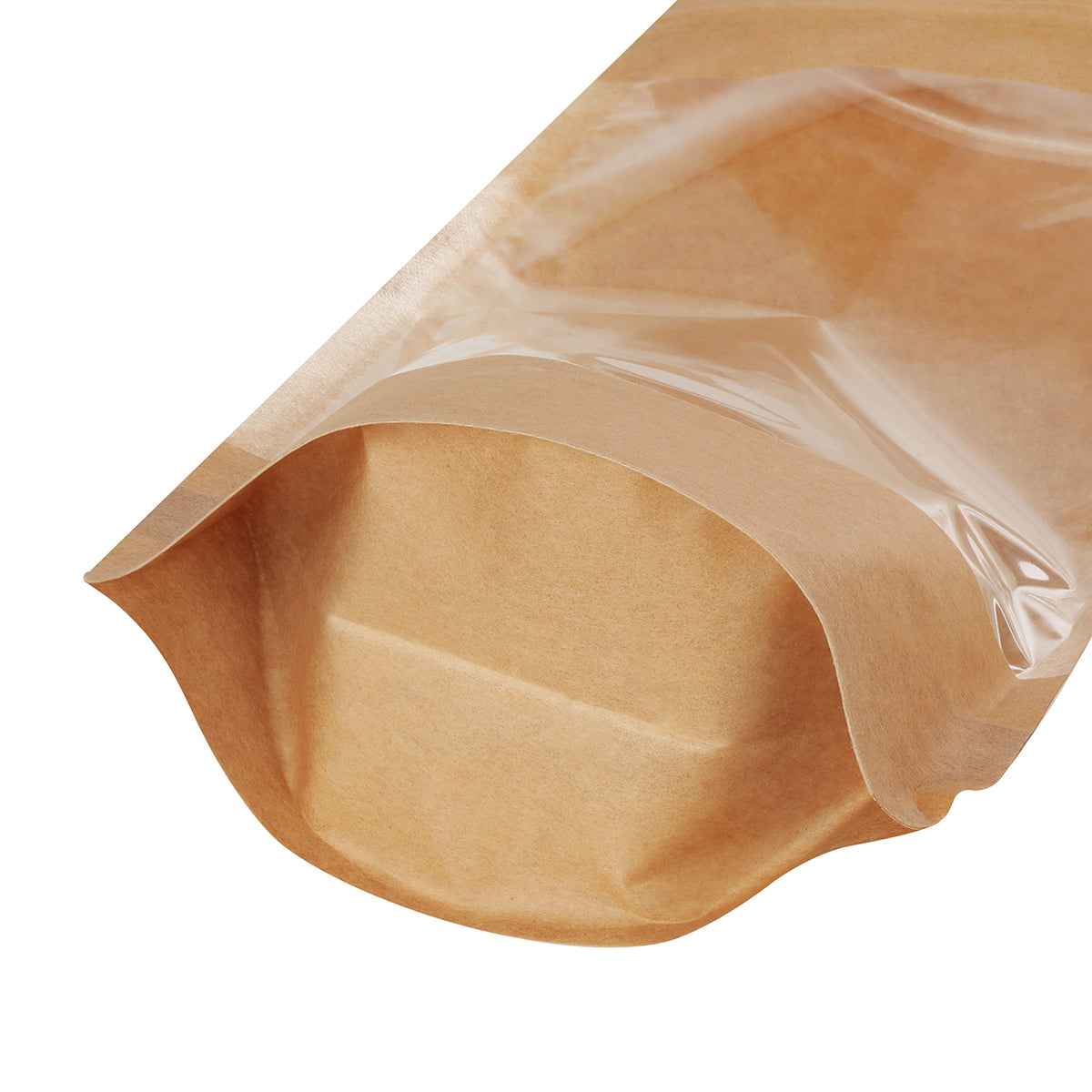 Brown Kraft Paper Large Window Stand Up Sealable Pouch with Zip Lock