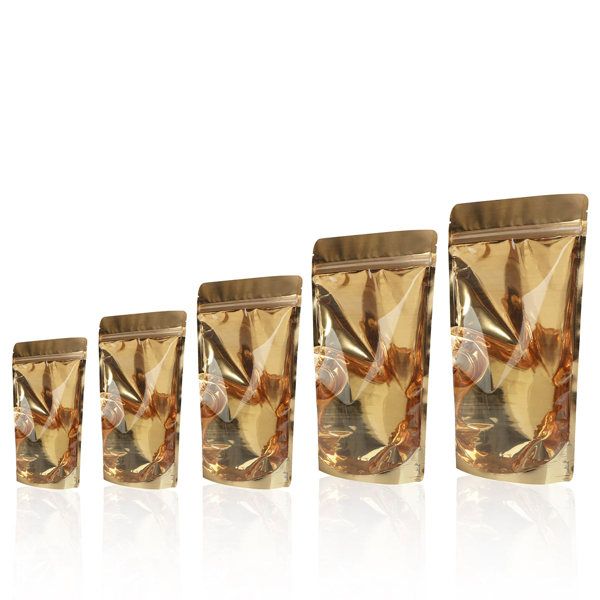 Gold One Side Transparent Stand Up Pouch with Zip Lock