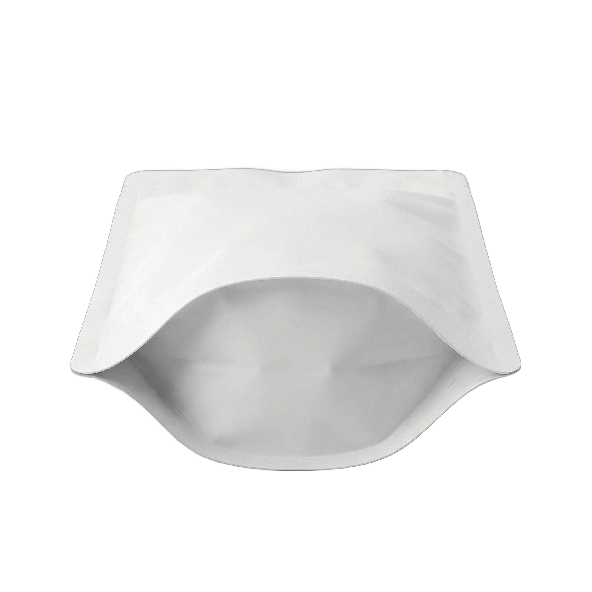 White Aluminium Foil Matt Stand Up Pouch with Zip Lock and Tear Notch