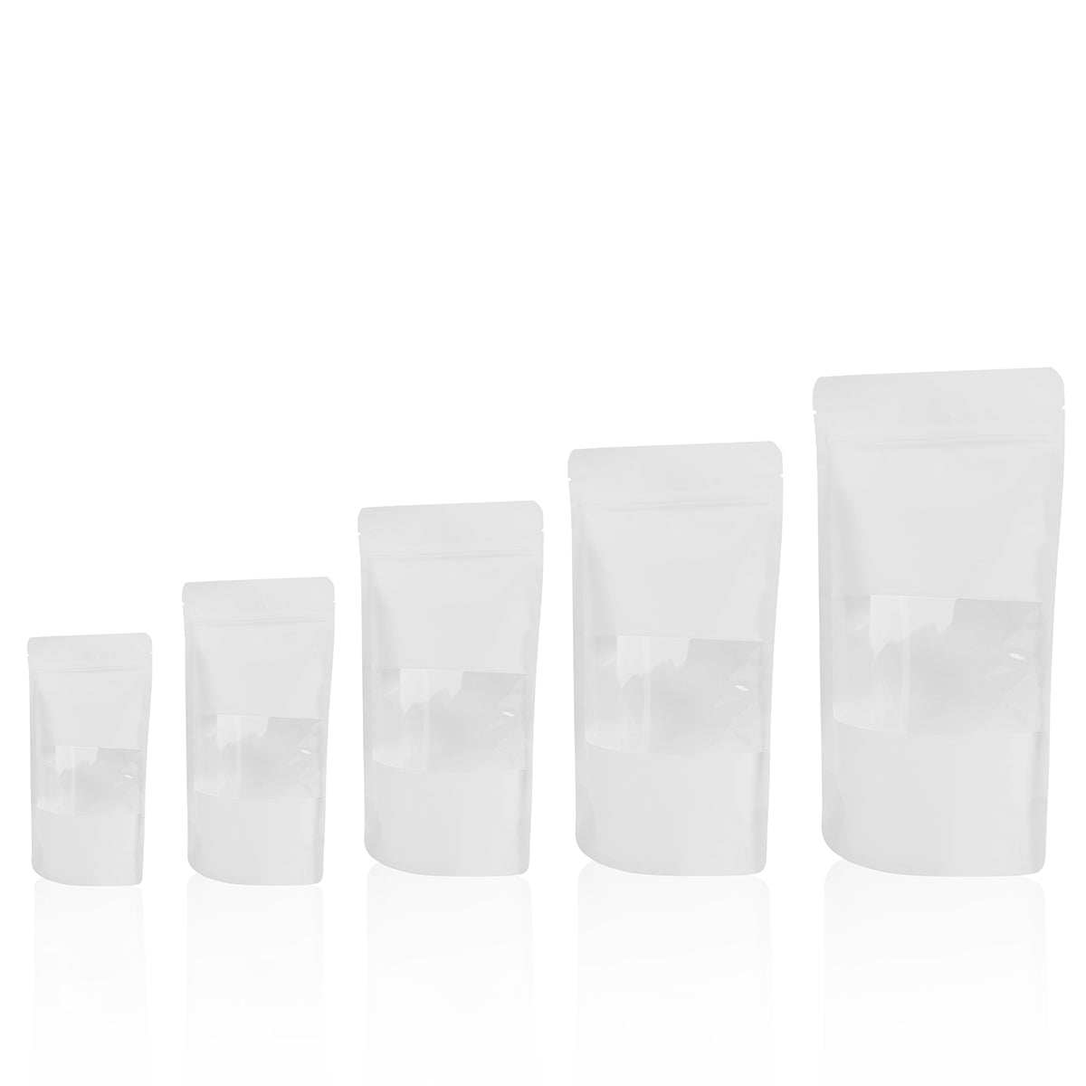 White Kraft Paper Window Stand Up Sealable Pouch with Zip Lock