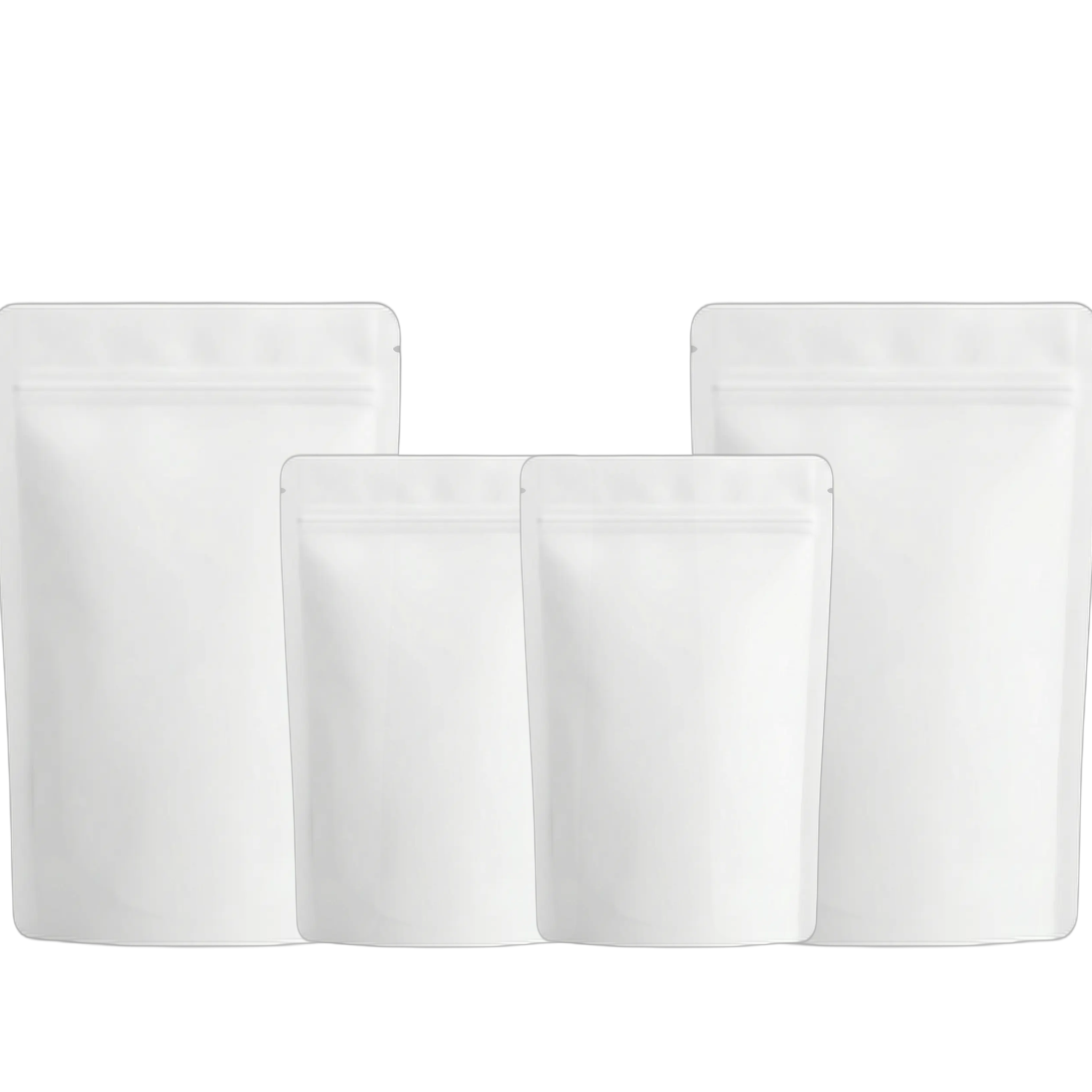 White Matt Fully Biodegradable Stand Up Pouch With Zip Lock