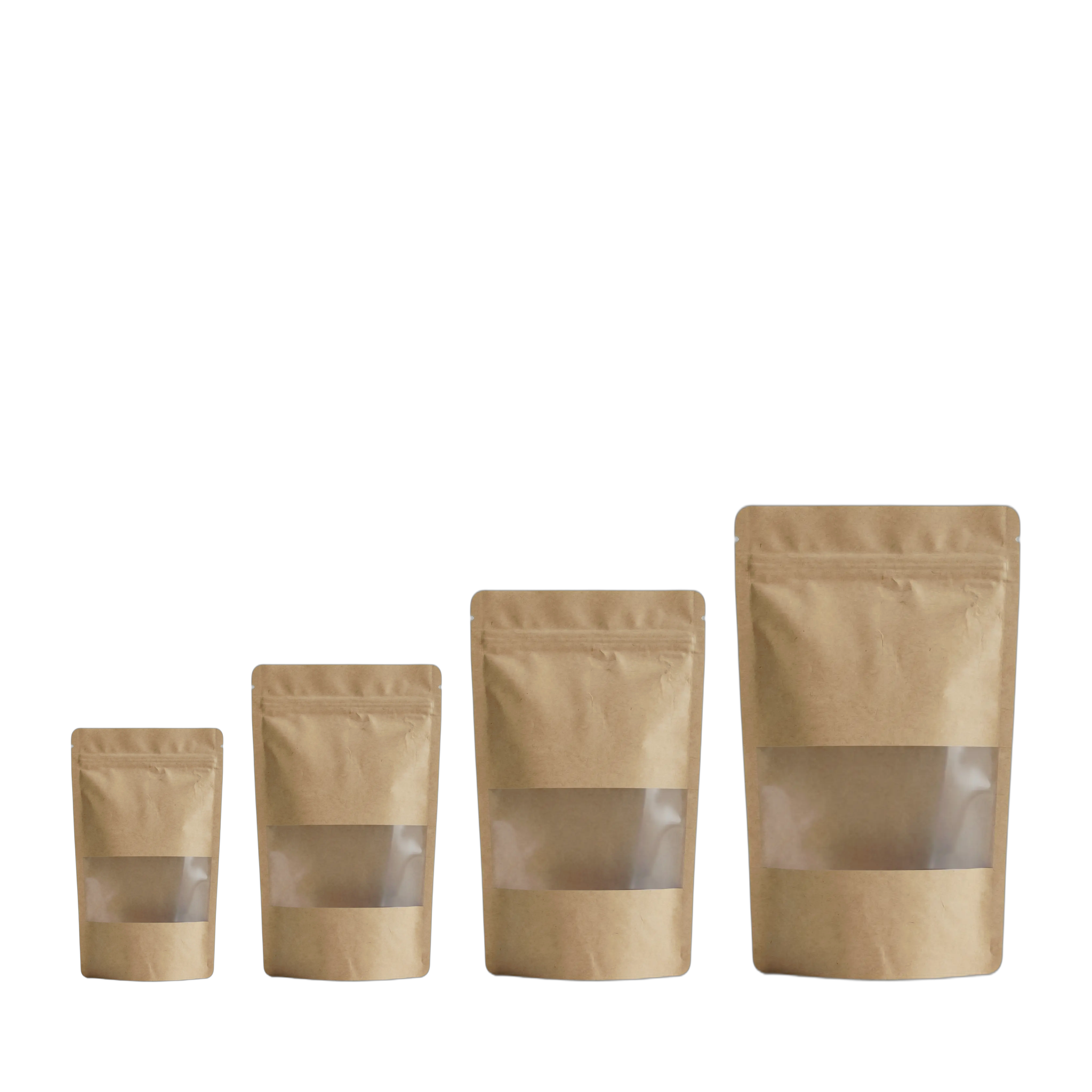 Kraft Paper Window Stand Up Sealable Pouch with Zip Lock