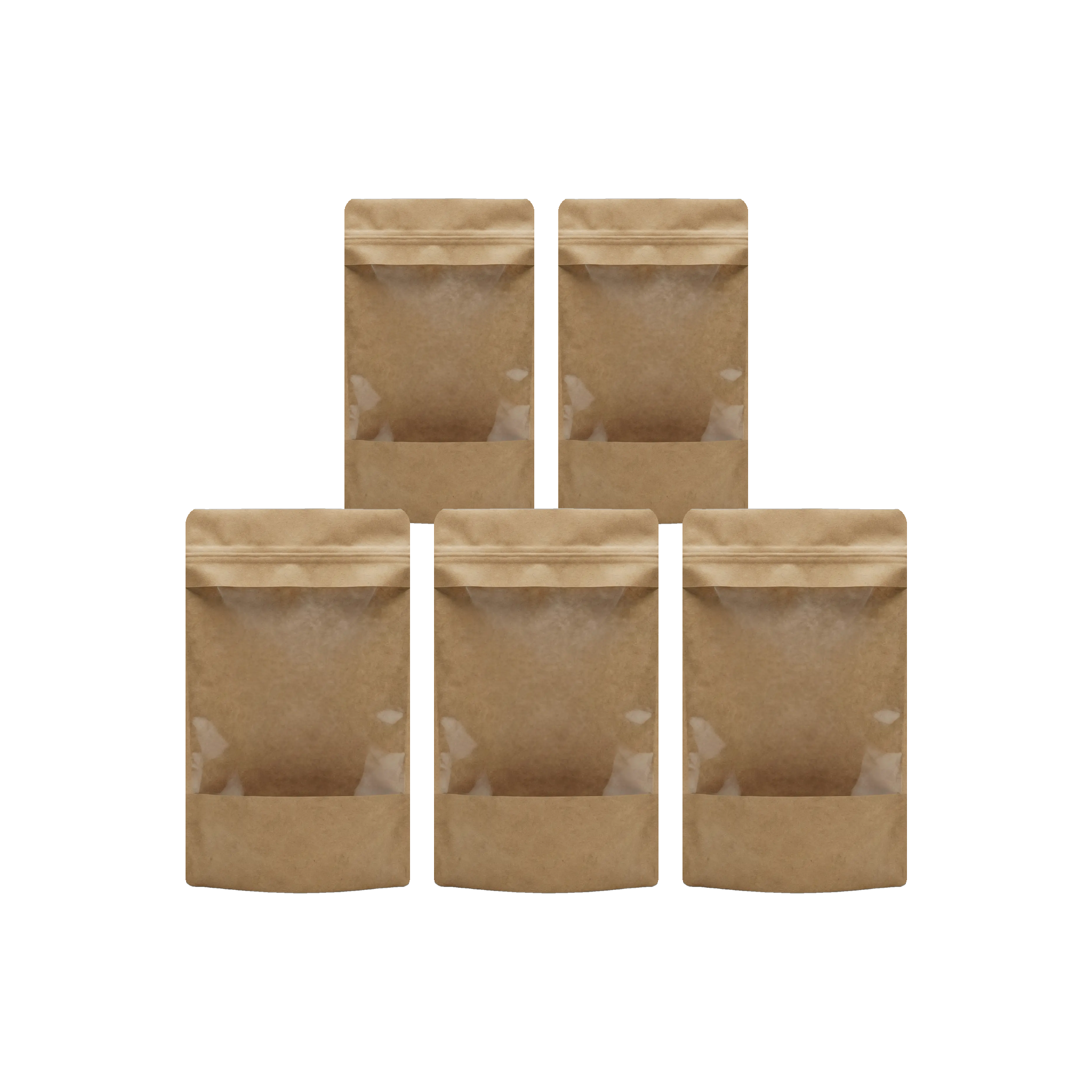 Brown Kraft Paper Large Window Stand Up Sealable Pouch with Zip Lock