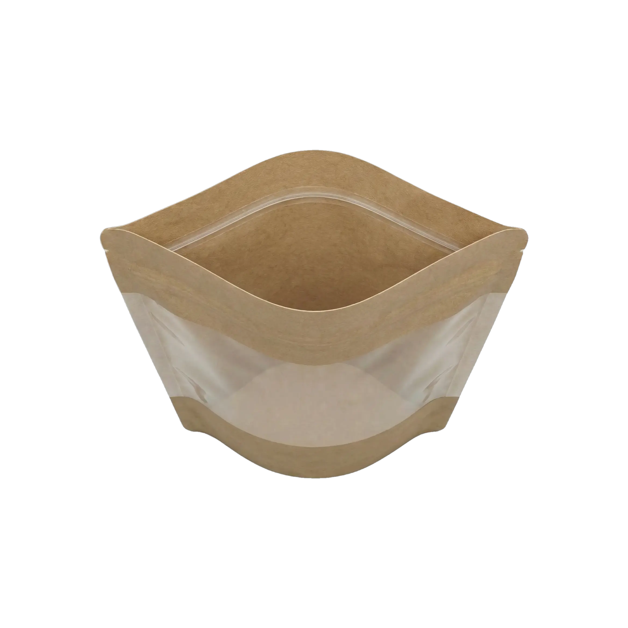Brown Kraft Paper Large Window Stand Up Sealable Pouch with Zip Lock