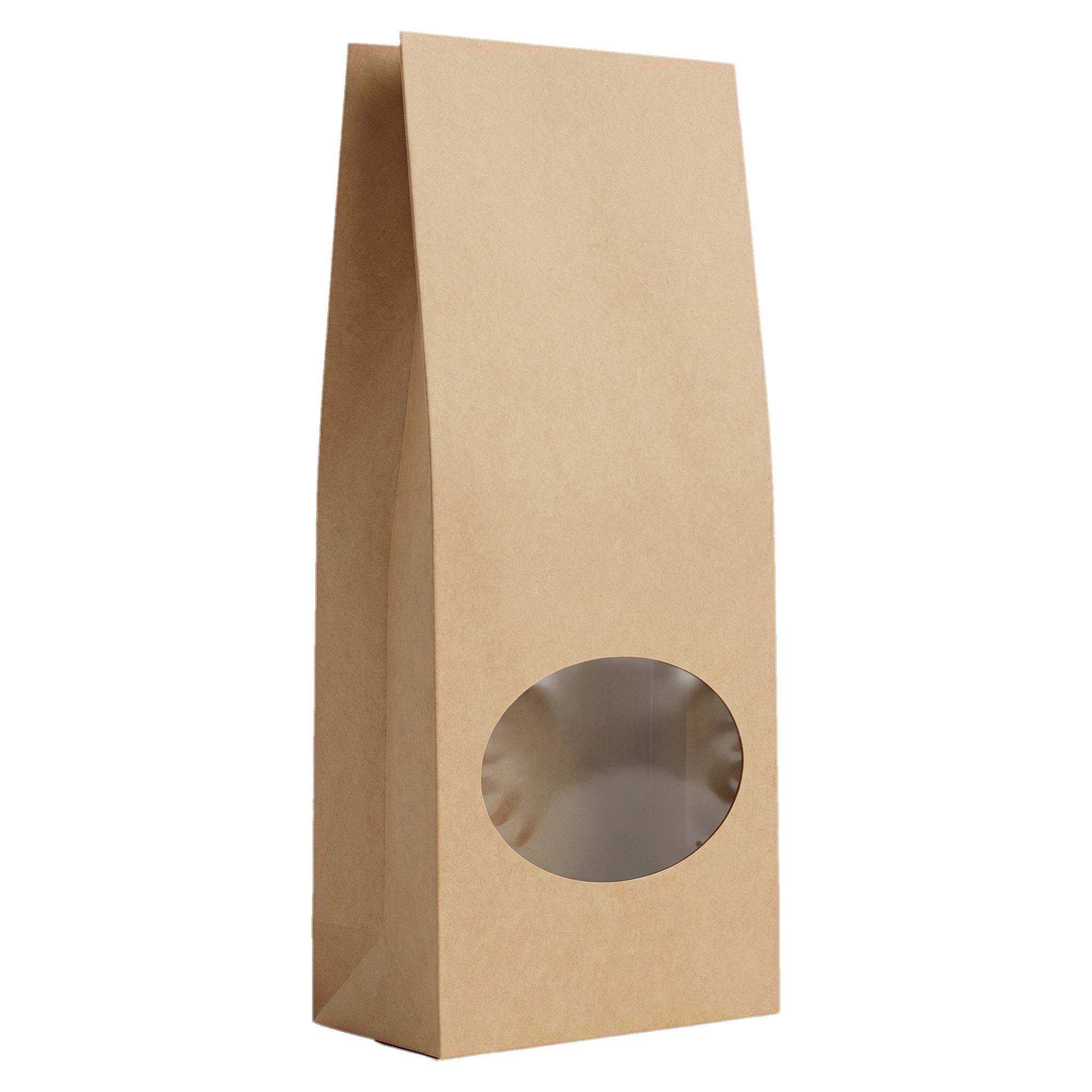 Oval Window Kraft Paper Side Gusset Bag