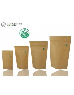Kraft Paper Fully Biodegradable Stand Up Pouch with Zip Lock