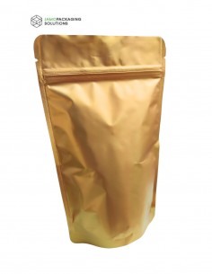 Gold Aluminium Stand Up Pouch with Zip Lock and Tear Notch