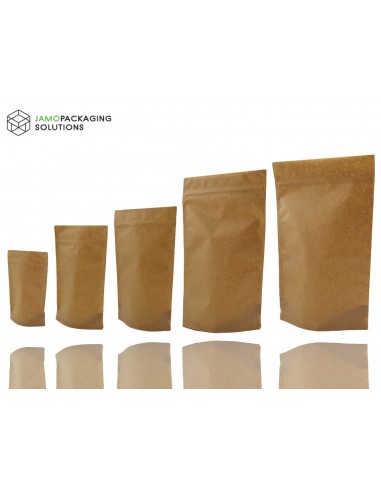 KRAFT PAPER BAG/ POUCH STAND UP SEALABLE | COFFEE | SEEDS NUTS GRIP HEAT SEAL