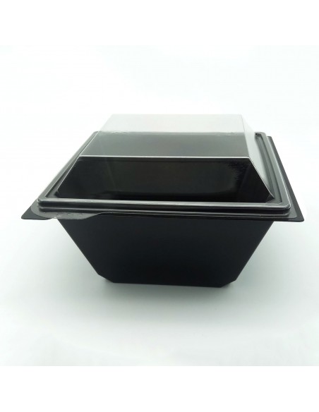 Square Black Transparent Salad Food Meal Container Box Bowl Disposable
