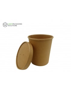 Kraft Paper Eco Soup Cup with Vented Lid Takeaway Hot Food Microwave