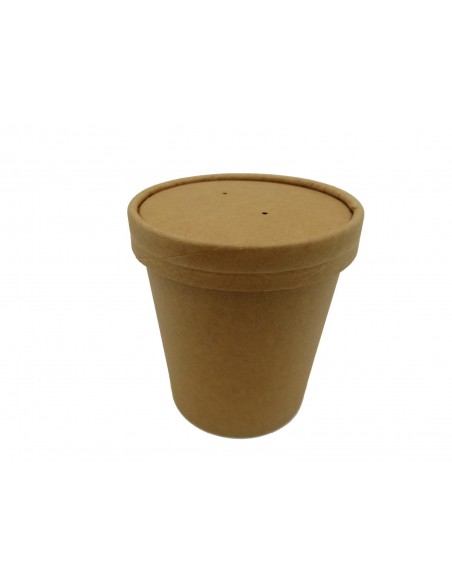 Kraft Paper Eco Soup Cup with Vented Lid Takeaway Hot Food Microwave