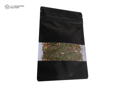 Black Kraft Paper Window Stand Up Sealable Pouch with Zip Lock