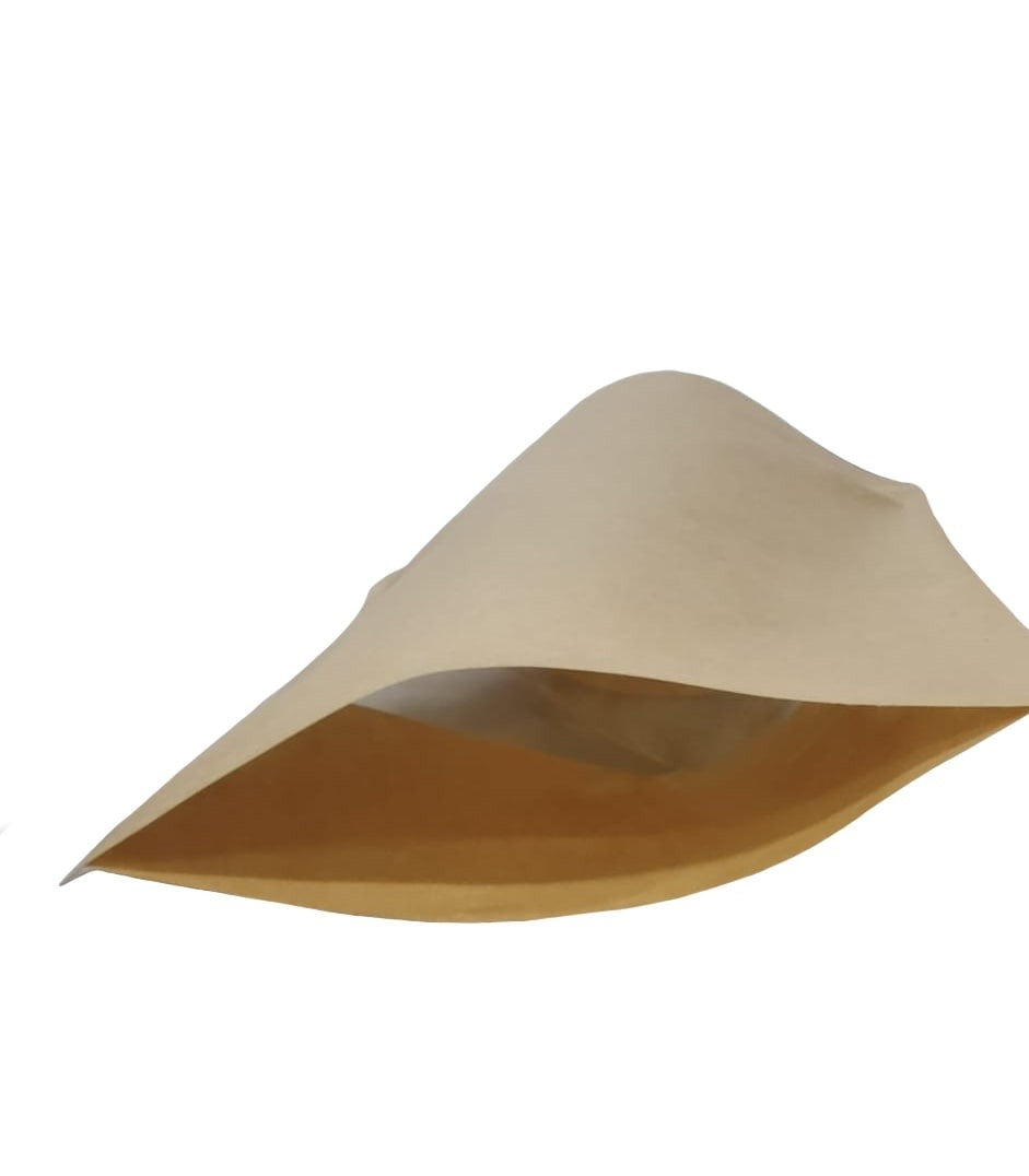 Kraft Paper Window Stand Up Sealable Pouch without Zip Lock