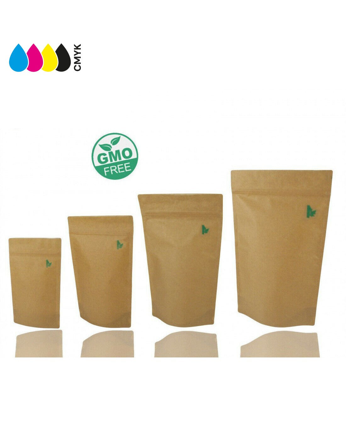 Kraft Paper Fully Biodegradable Stand Up Pouch with Zip Lock