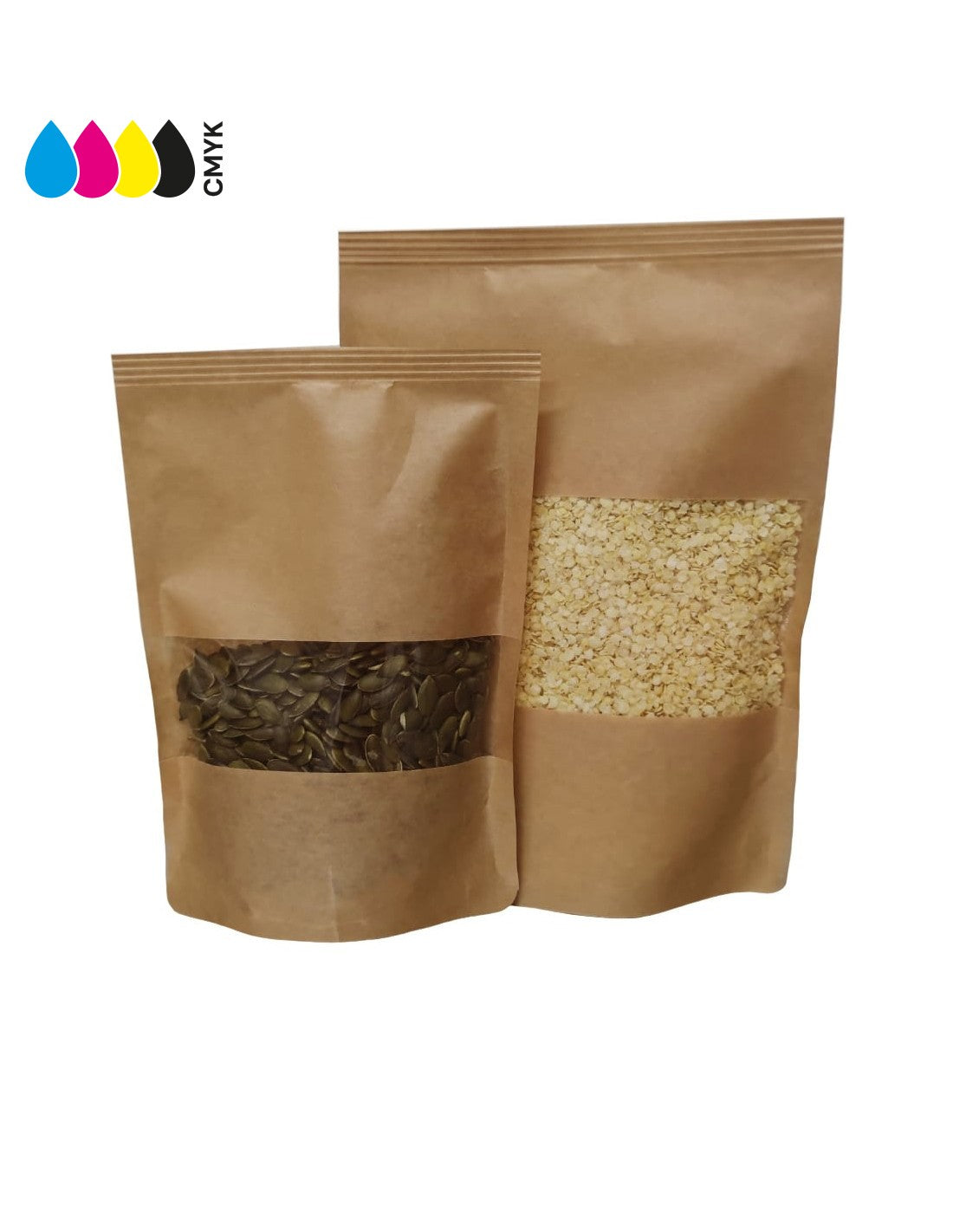 Kraft Paper Window Stand Up Sealable Pouch without Zip Lock