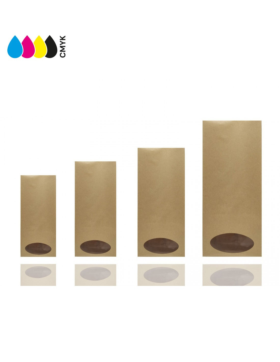 Oval Window Kraft Paper Side Gusset Bag Heat Seal Natural Look