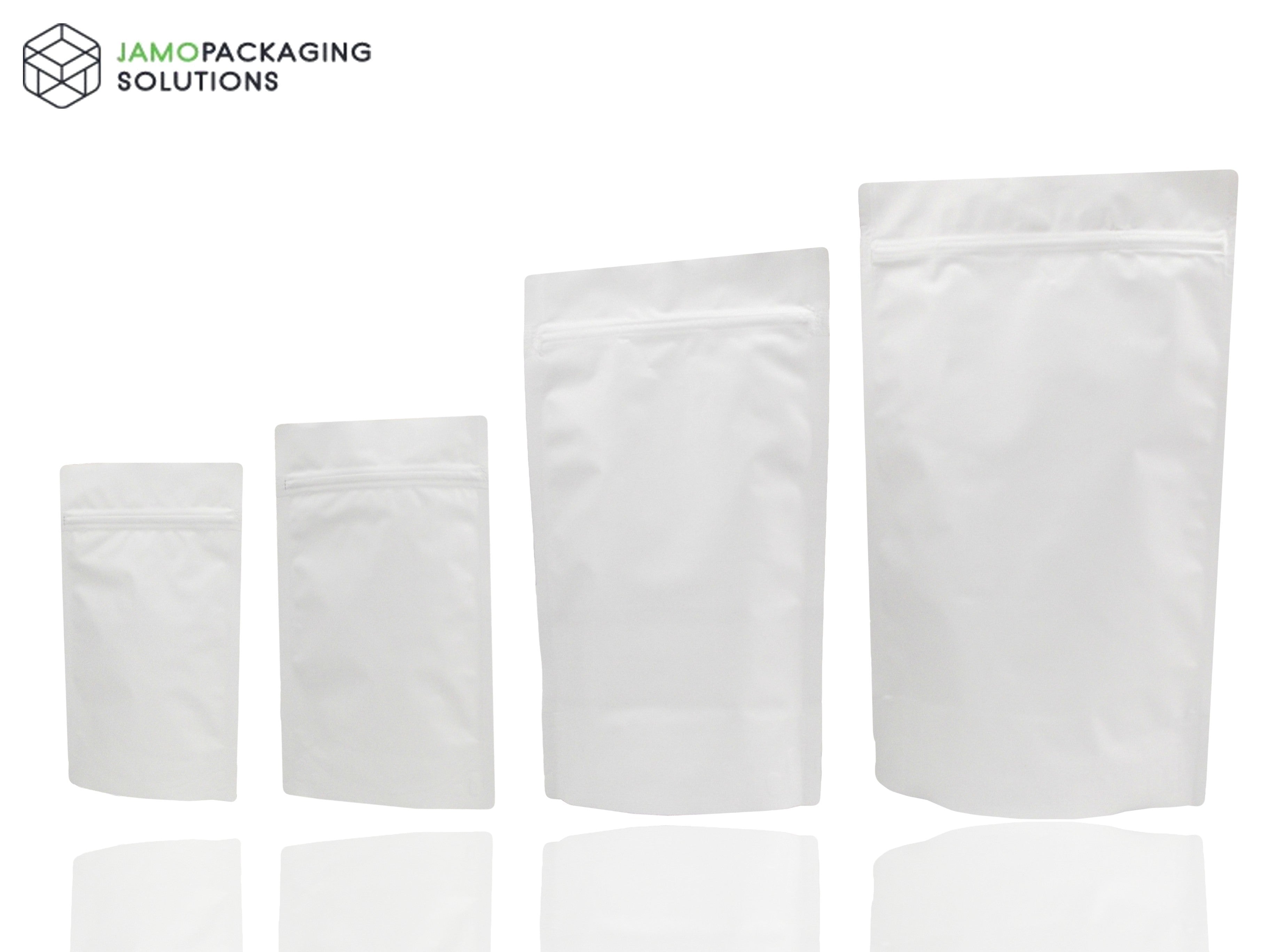 White Matt Stand Up Pouch with Zip Lock