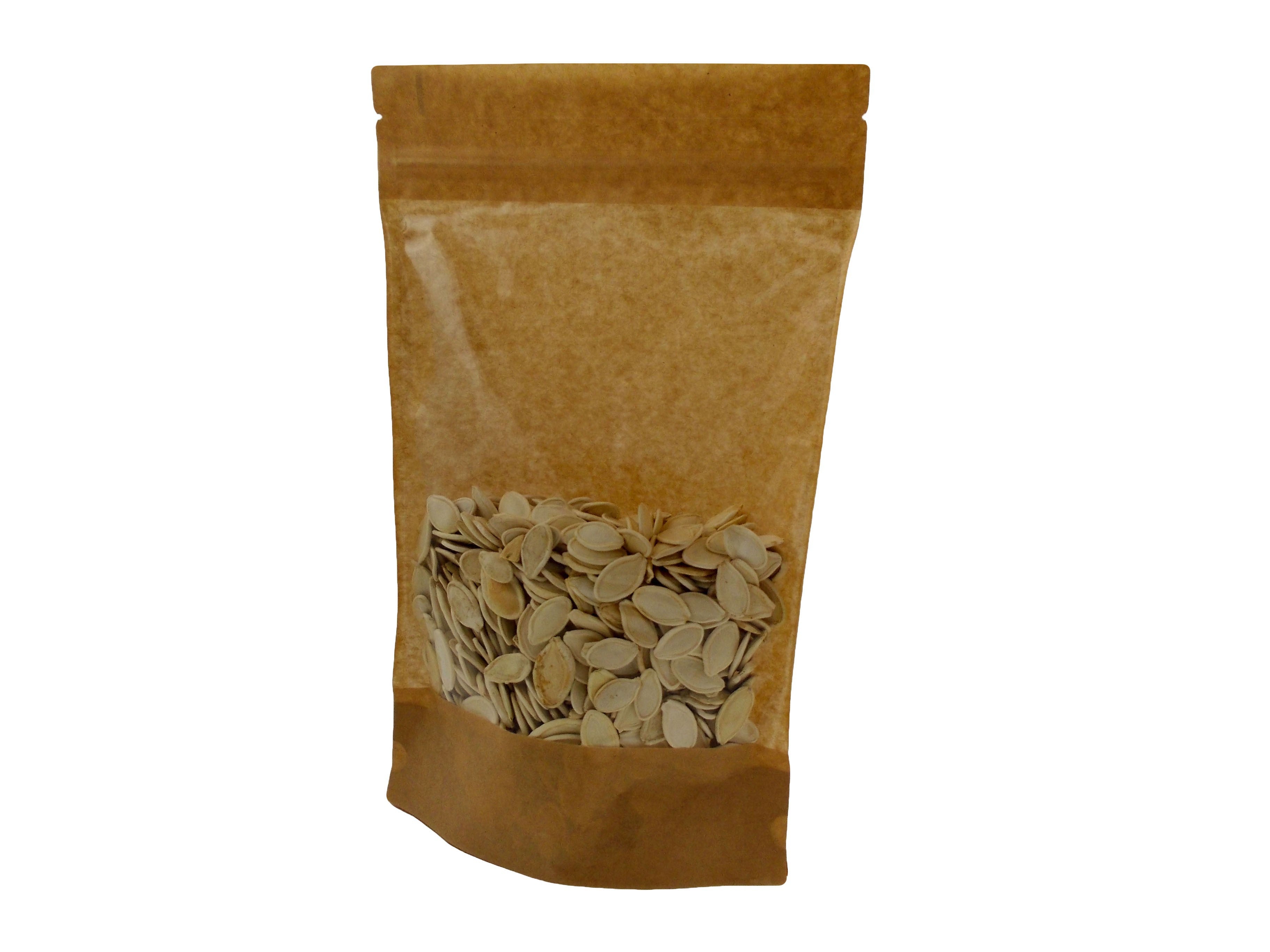 KRAFT PAPER WINDOW STAND UP PLASTIC SEALABLE POUCH ZIP LOCK GRIP HEAT SEAL