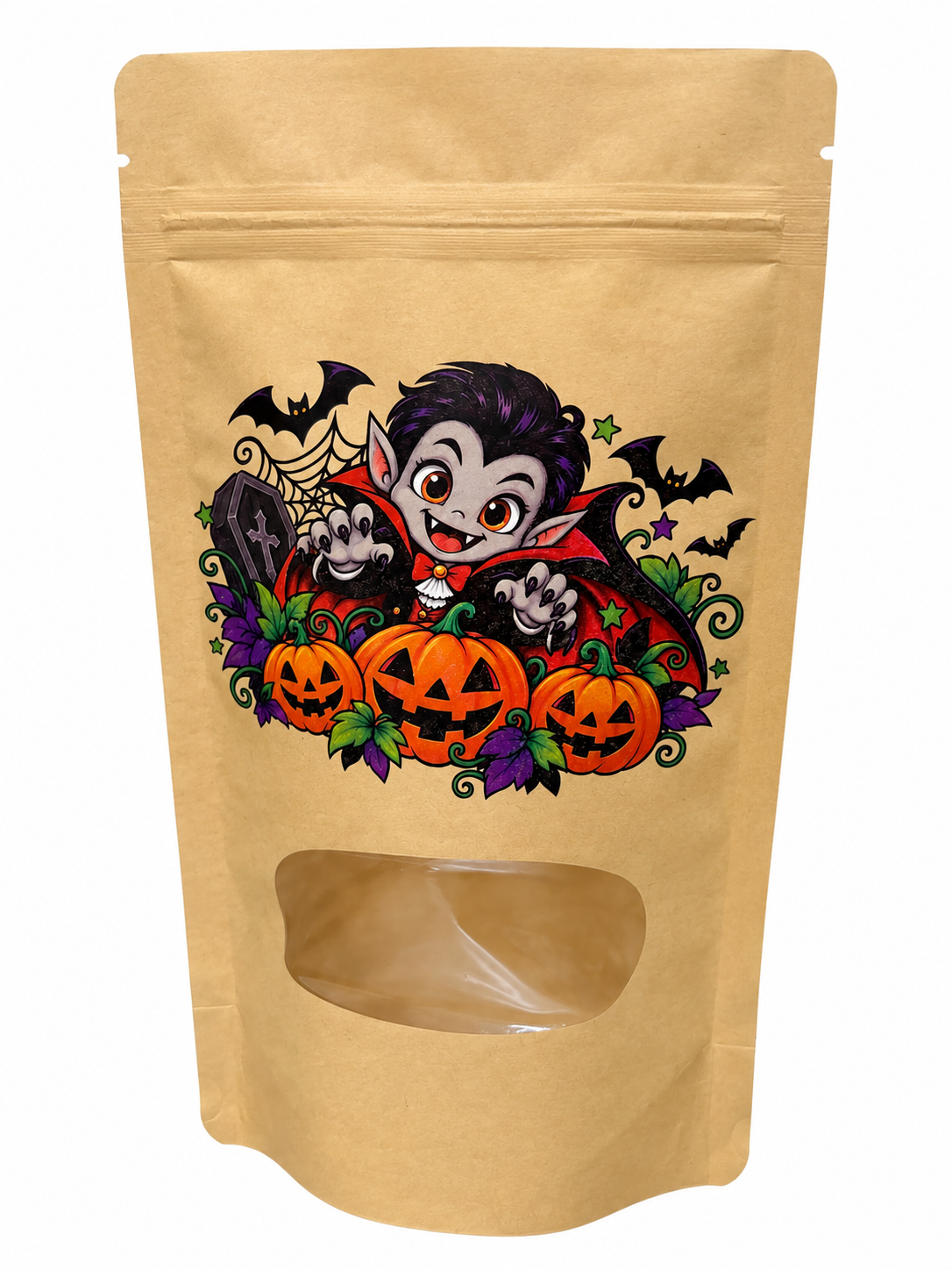 Tear Notch Oval Window Kraft Paper Stand Up Pouch with Zip Lock