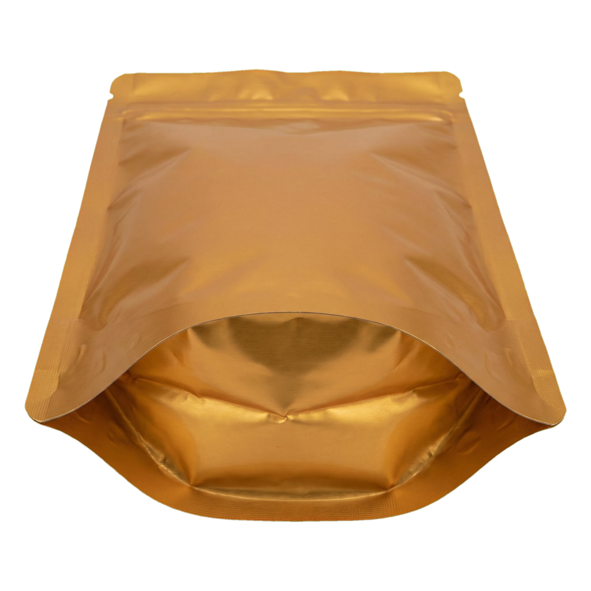 Gold Aluminium Stand Up Pouch with Zip Lock and Tear Notch