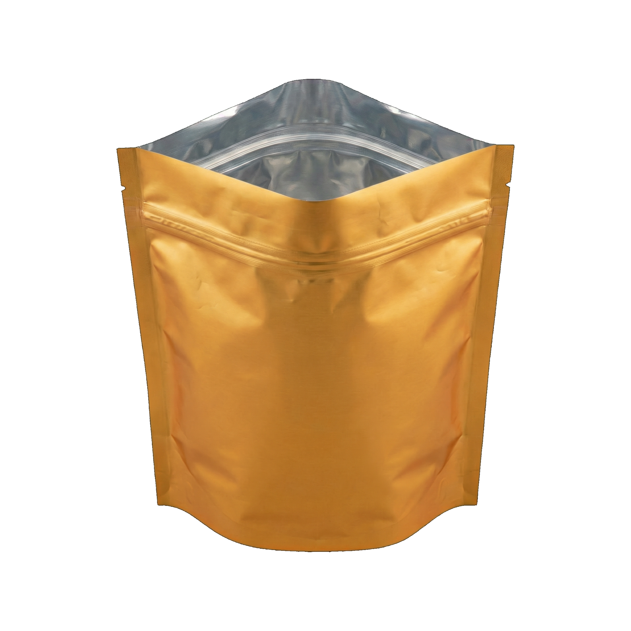 Gold Aluminium Stand Up Pouch with Zip Lock and Tear Notch