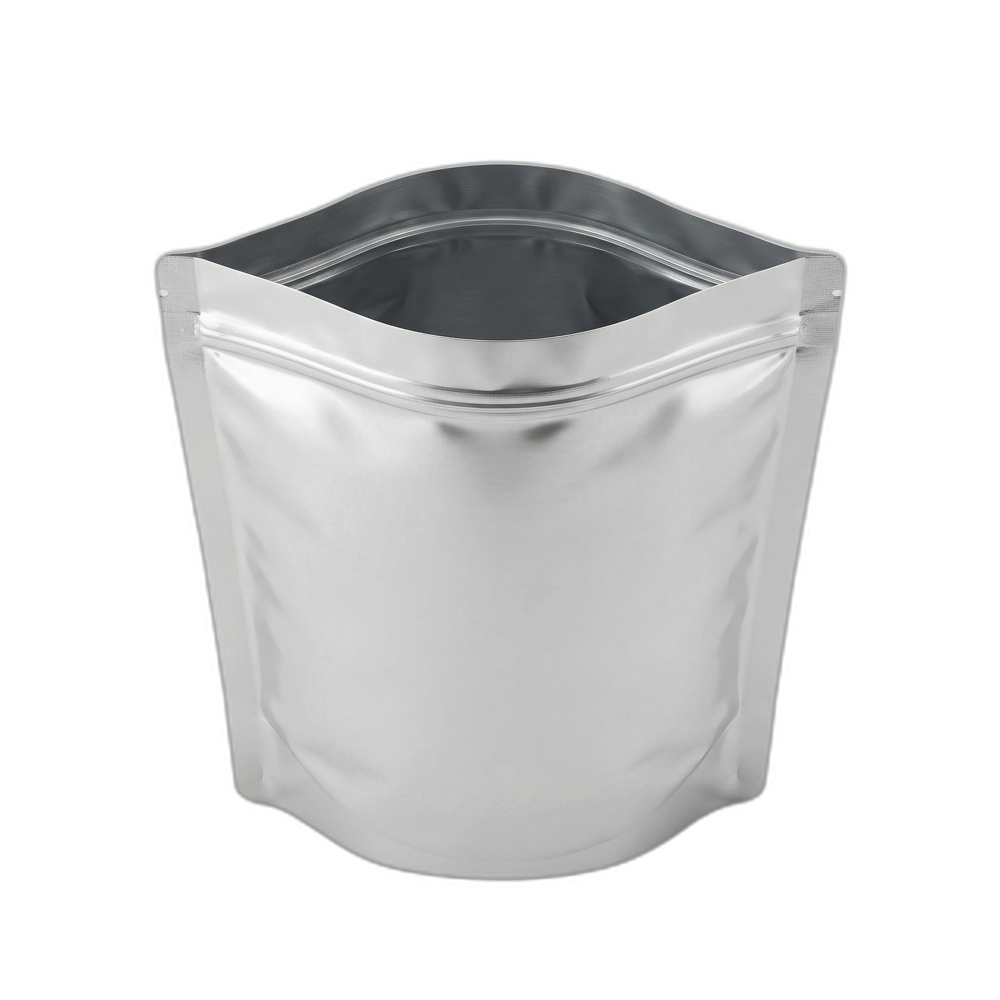 Silver Aluminium Foil Stand Up Pouch with Zip Lock and Tear Notch