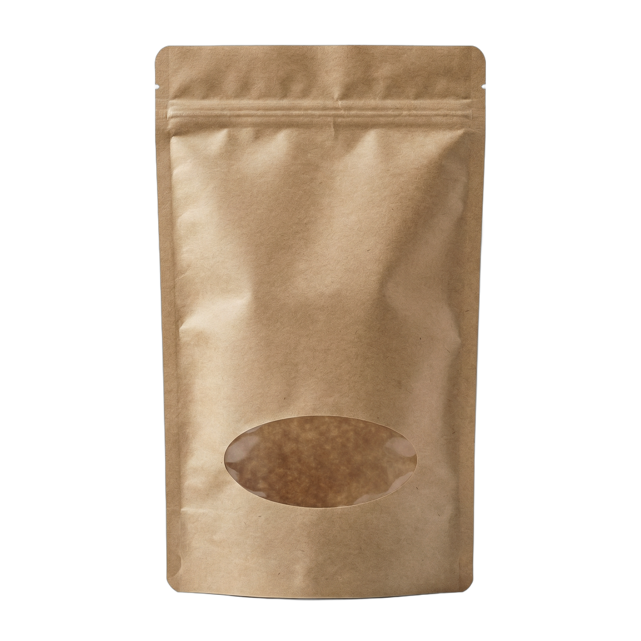 Tear Notch Oval Window Kraft Paper Stand Up Pouch with Zip Lock