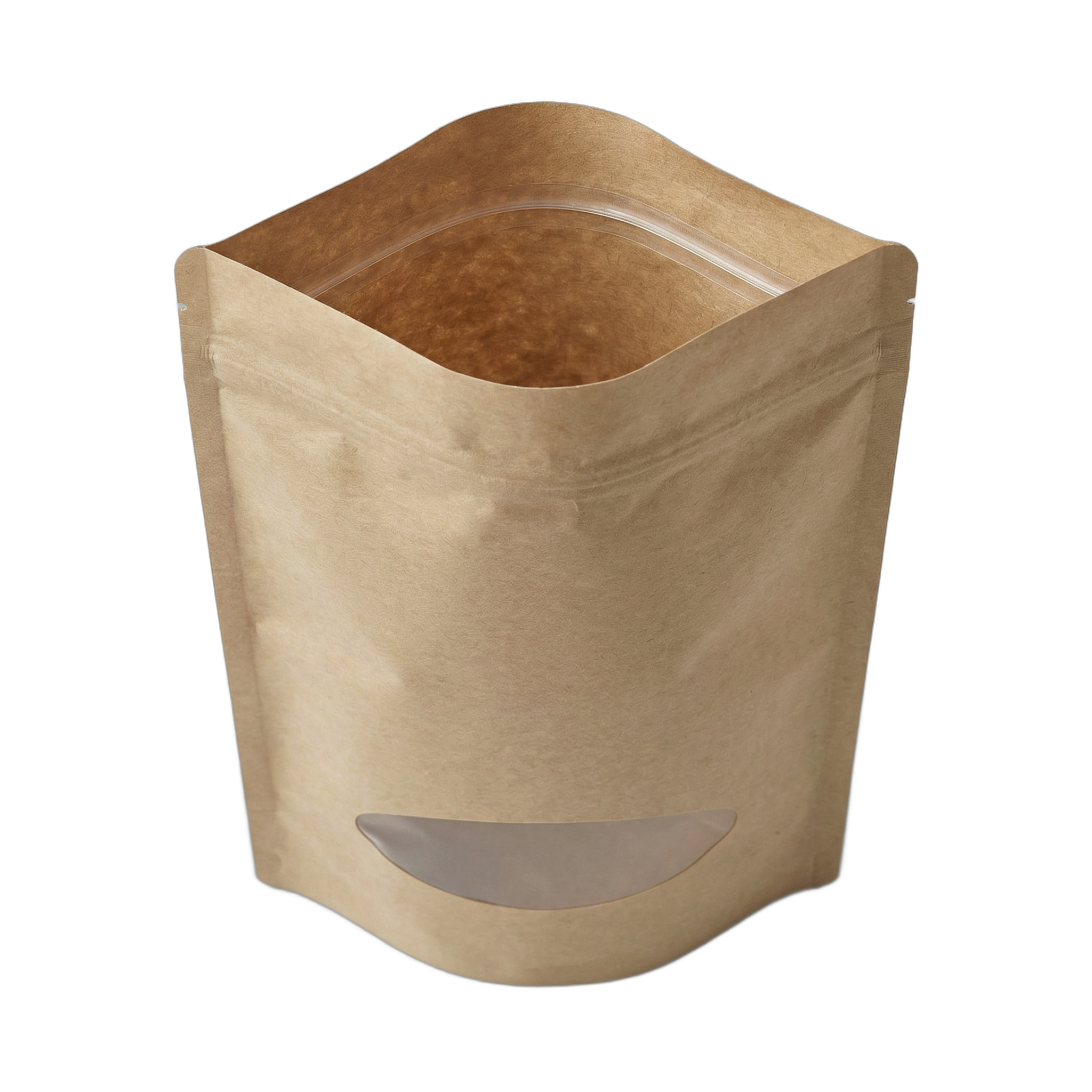 Tear Notch Oval Window Kraft Paper Stand Up Pouch with Zip Lock