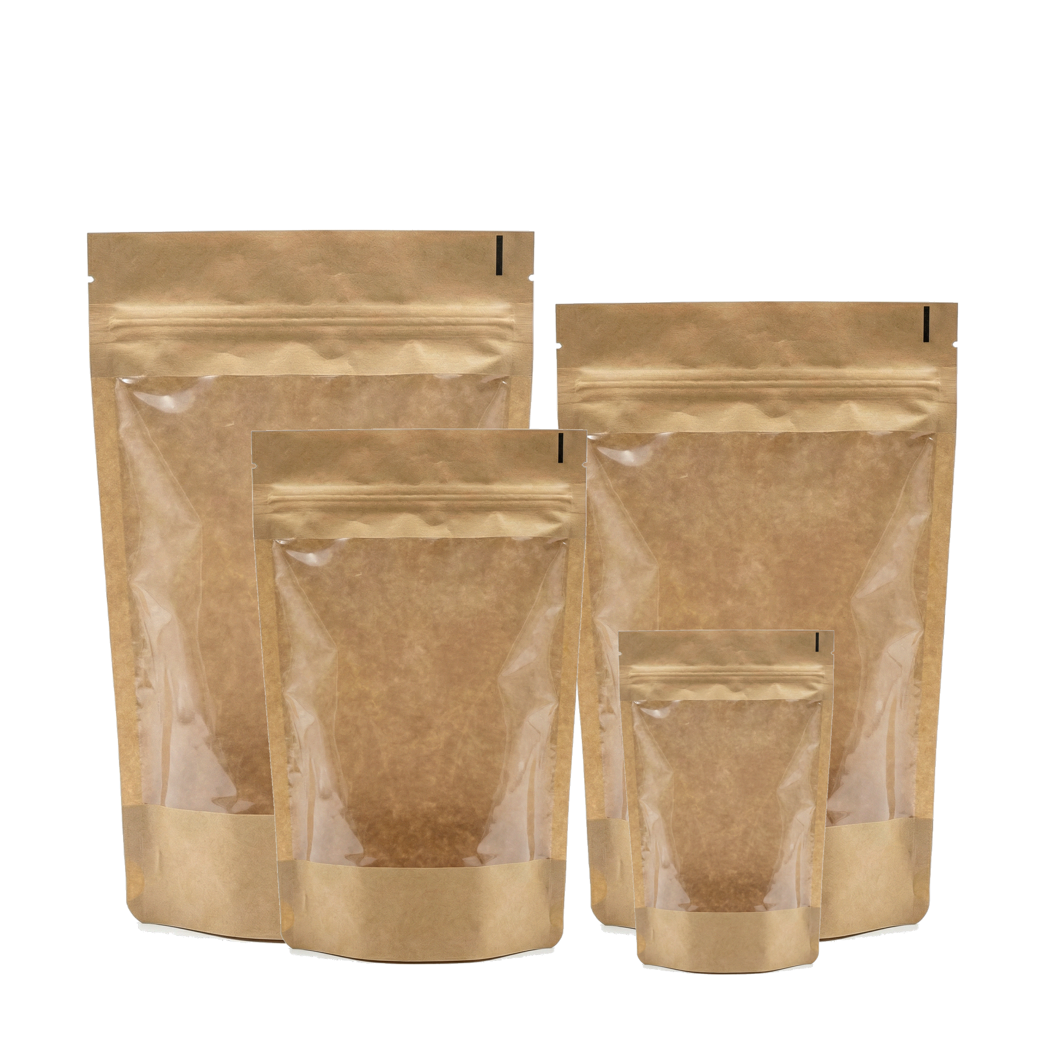 Window Kraft Paper Stand Up Pouch With Zip Lock