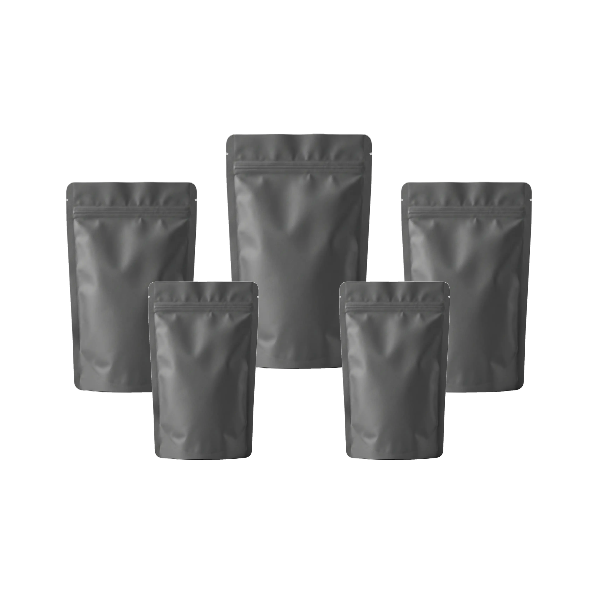 Black Aluminium Foil Matt Stand Up Pouch with Zip Lock and Tear Notch