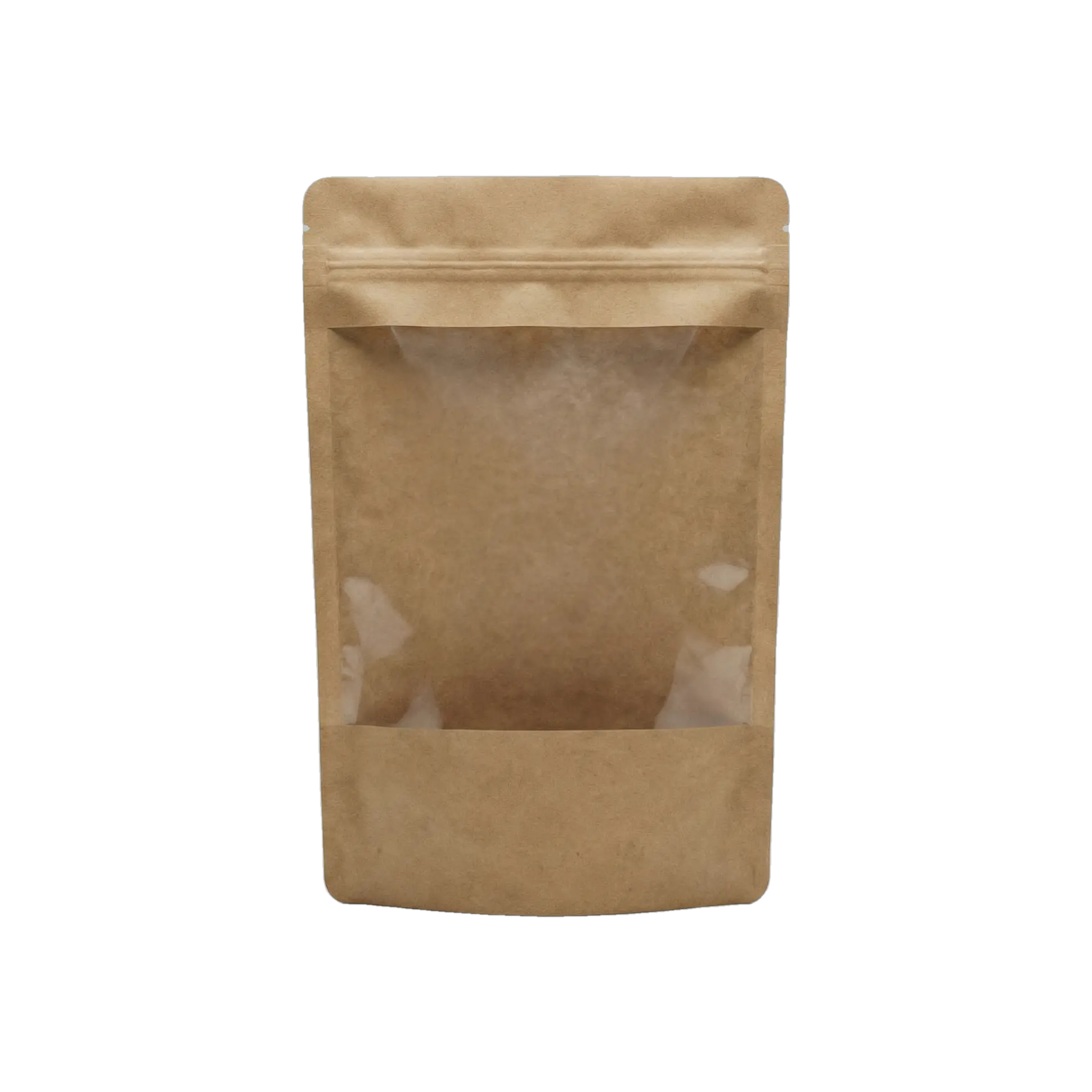 Brown Kraft Paper Large Window Stand Up Sealable Pouch with Zip Lock
